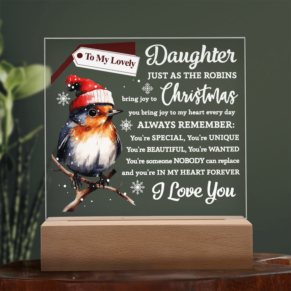 To My Lovely Daughter – Christmas Robin Acrylic Plaque
