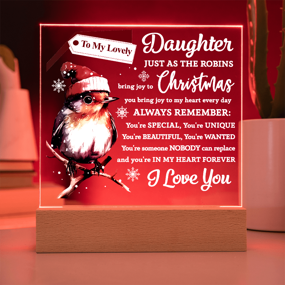 To My Lovely Daughter – Christmas Robin Acrylic Plaque