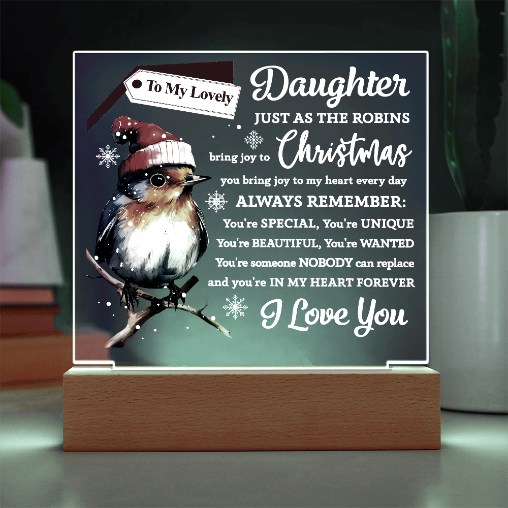 To My Lovely Daughter – Christmas Robin Acrylic Plaque
