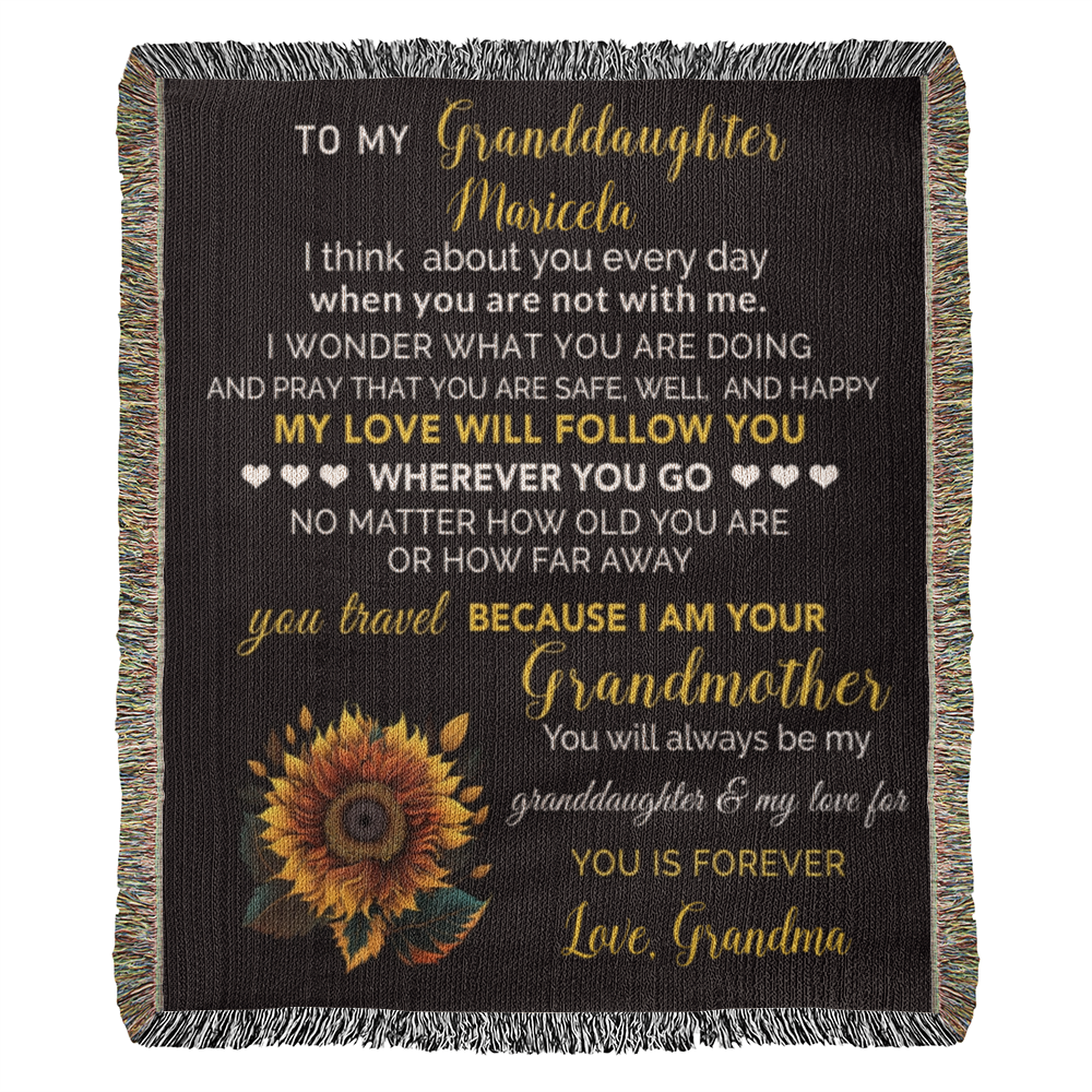 To My Granddaughter Personalized Blanket – Custom Name & Signature • Gift from Grandma • Sentimental Keepsake Throw Blanket for Birthday, Graduation & Christmas