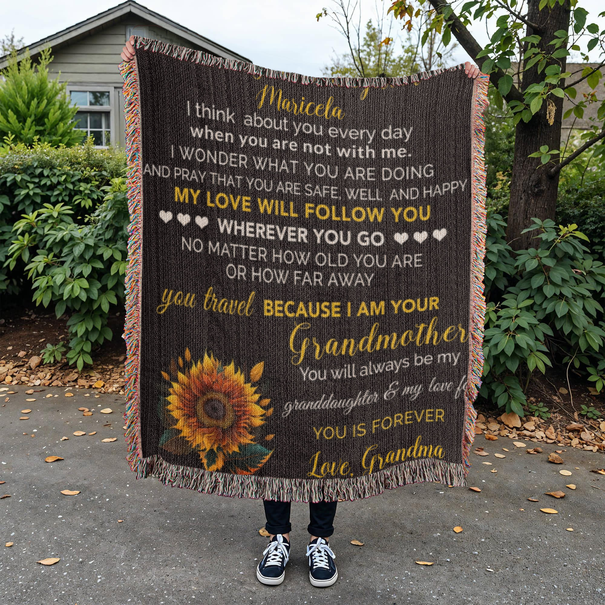 To My Granddaughter Personalized Blanket – Custom Name & Signature • Gift from Grandma • Sentimental Keepsake Throw Blanket for Birthday, Graduation & Christmas