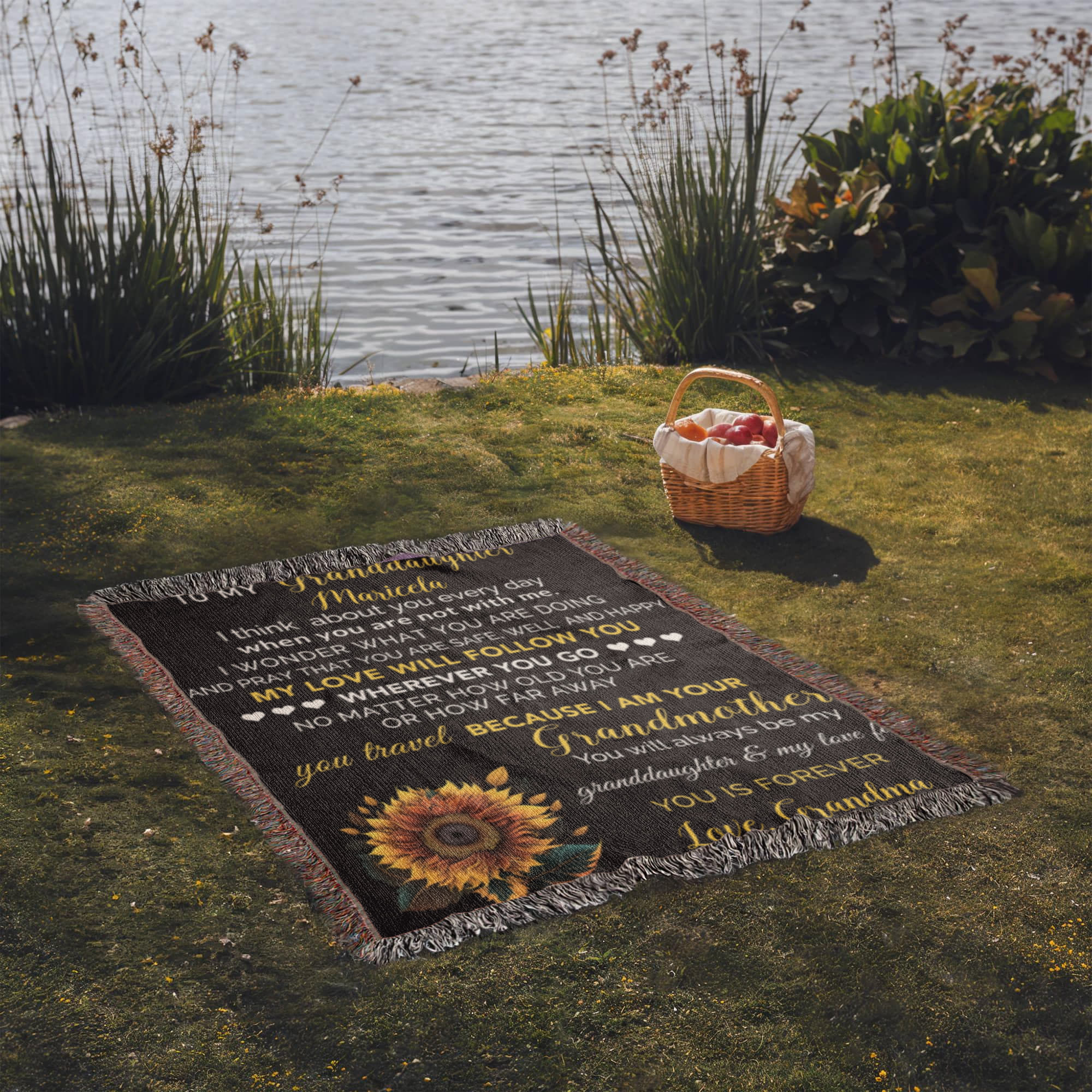 To My Granddaughter Personalized Blanket – Custom Name & Signature • Gift from Grandma • Sentimental Keepsake Throw Blanket for Birthday, Graduation & Christmas