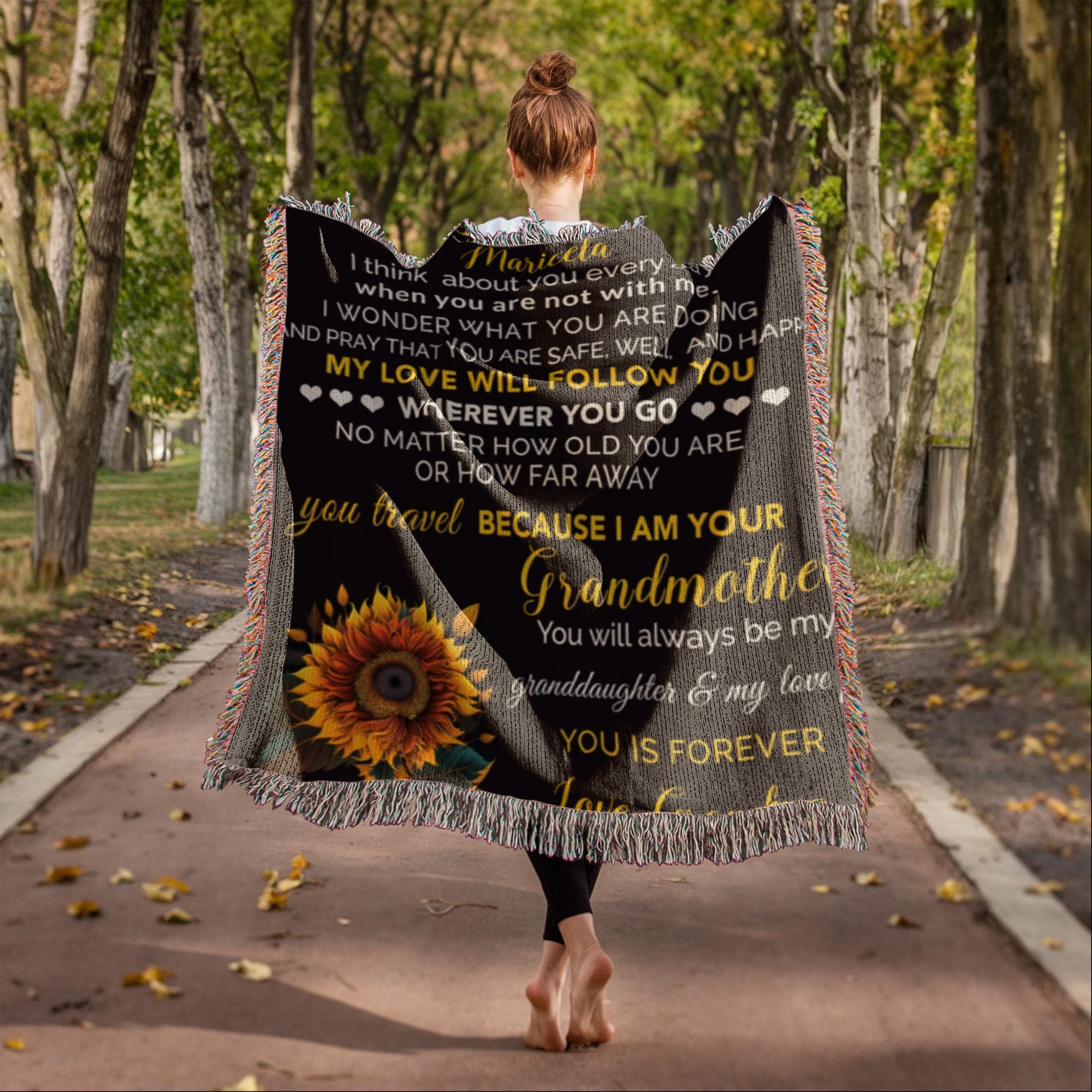 To My Granddaughter Personalized Blanket – Custom Name & Signature • Gift from Grandma • Sentimental Keepsake Throw Blanket for Birthday, Graduation & Christmas