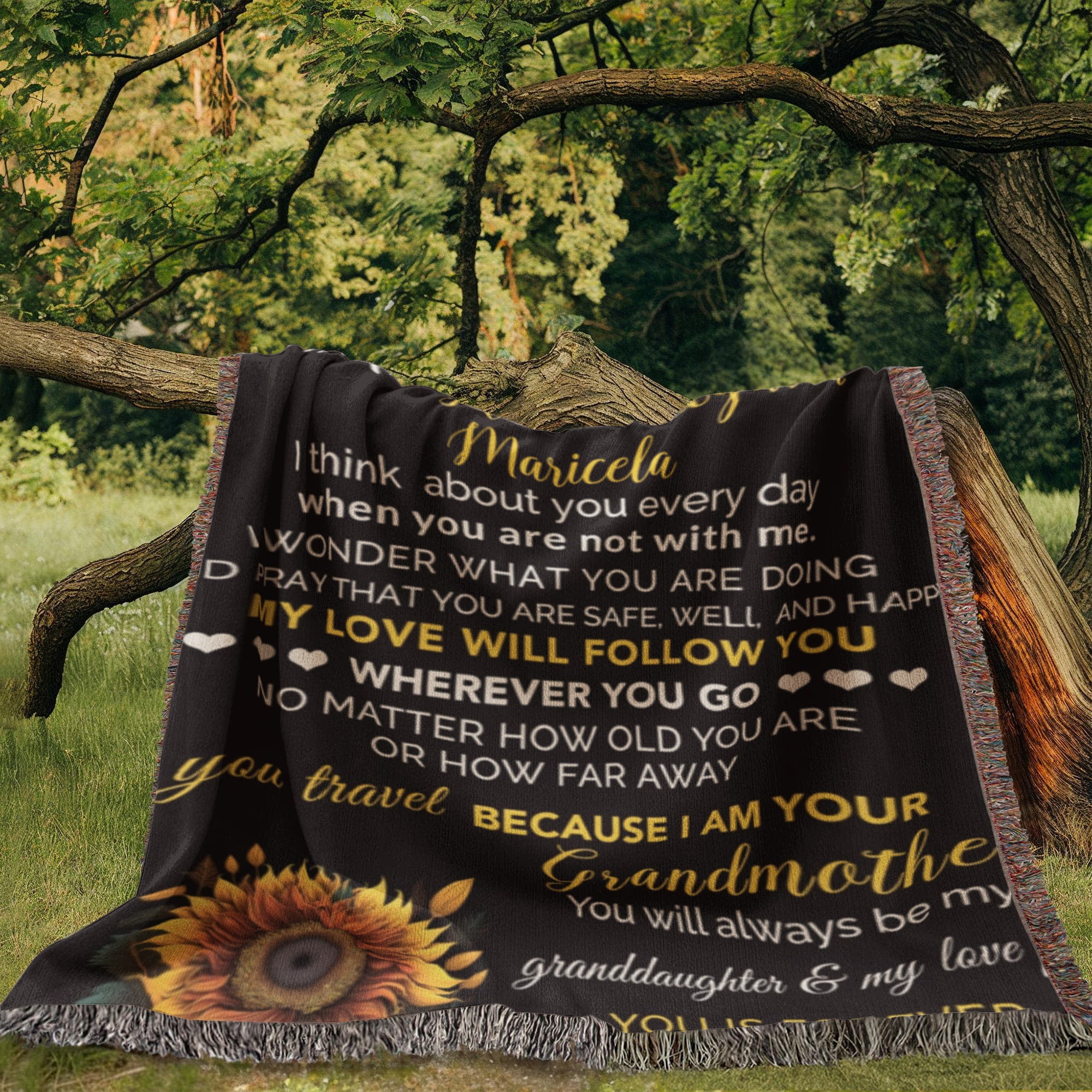 To My Granddaughter Personalized Blanket – Custom Name & Signature • Gift from Grandma • Sentimental Keepsake Throw Blanket for Birthday, Graduation & Christmas