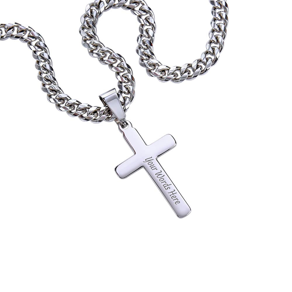 To My Grandson Personalized Cross Necklace – From Grandpa, Faith-Based Gift of Love, Strength & Belief