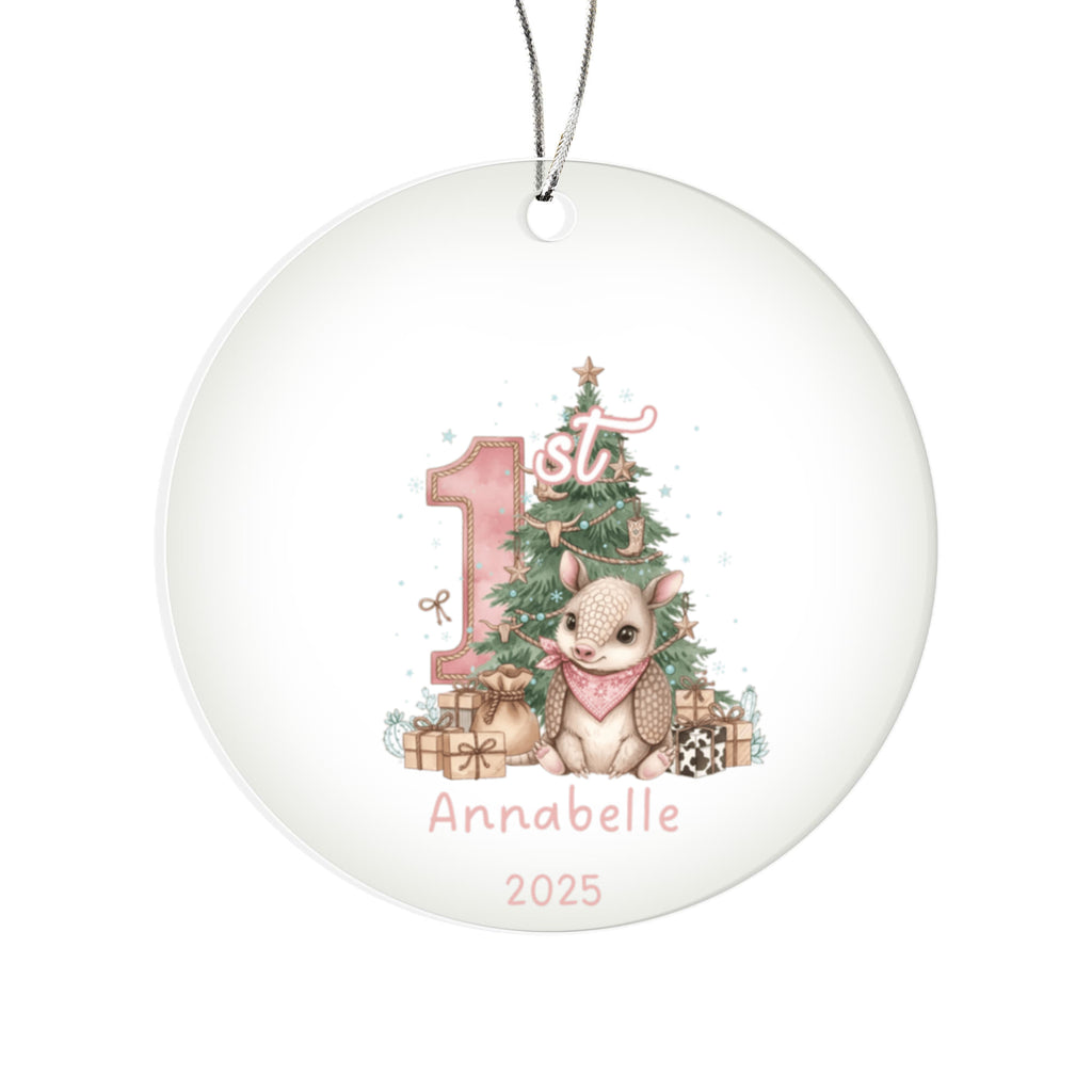 My First Christmas - Baby Armadillo Western Theme Acrylic Ornament