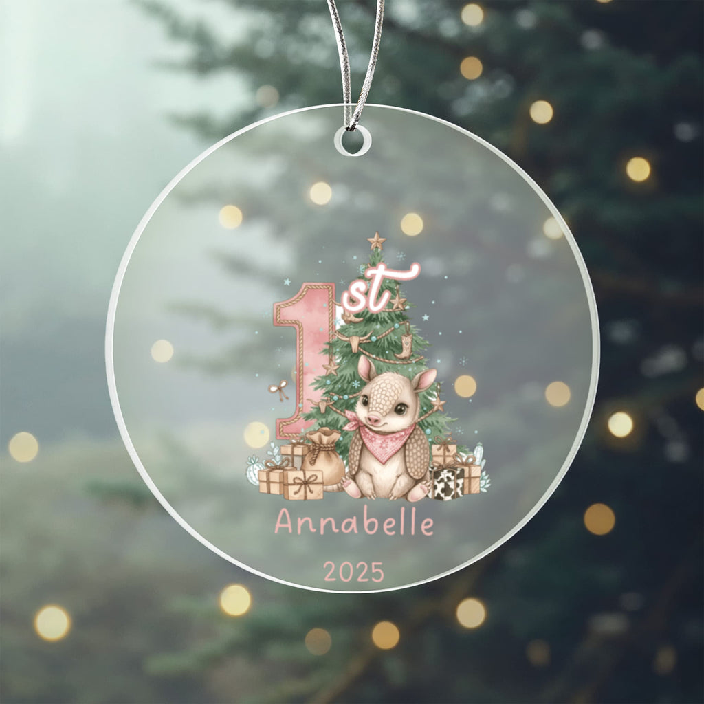 My First Christmas - Baby Armadillo Western Theme Acrylic Ornament