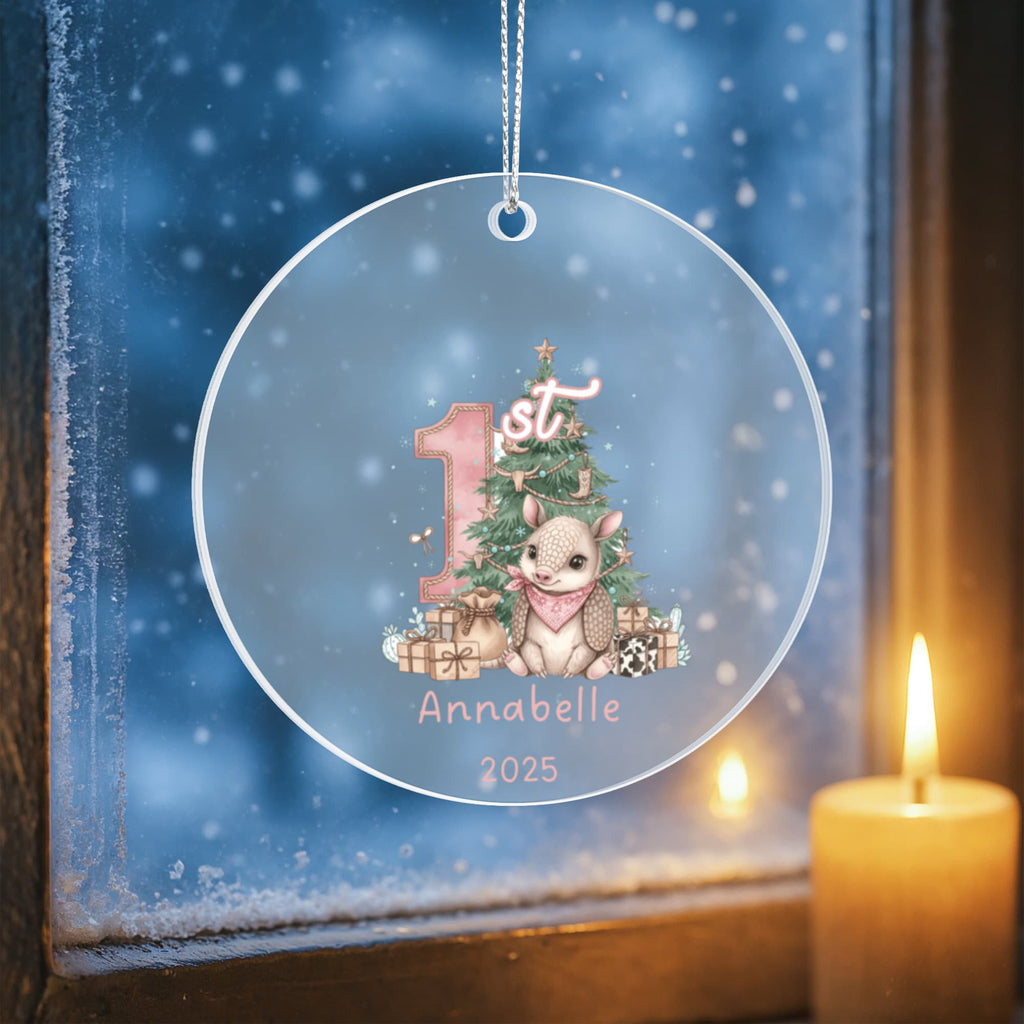 My First Christmas - Baby Armadillo Western Theme Acrylic Ornament