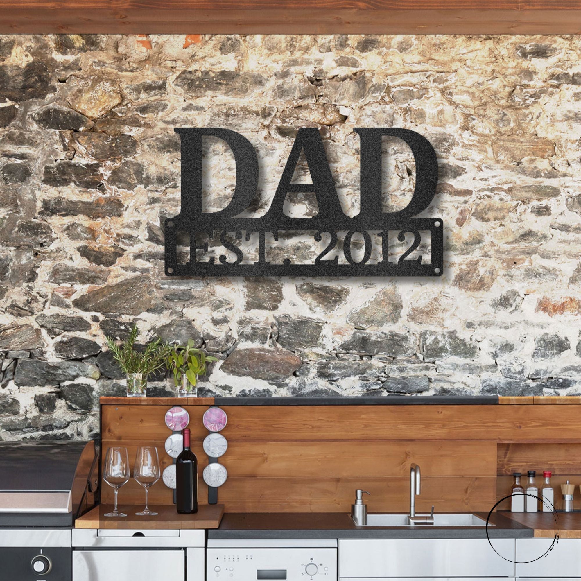 Dad Est. Year Metal Wall Art – Personalized Dad Established Date Sign – Father’s Day Gift – Custom Family Decor