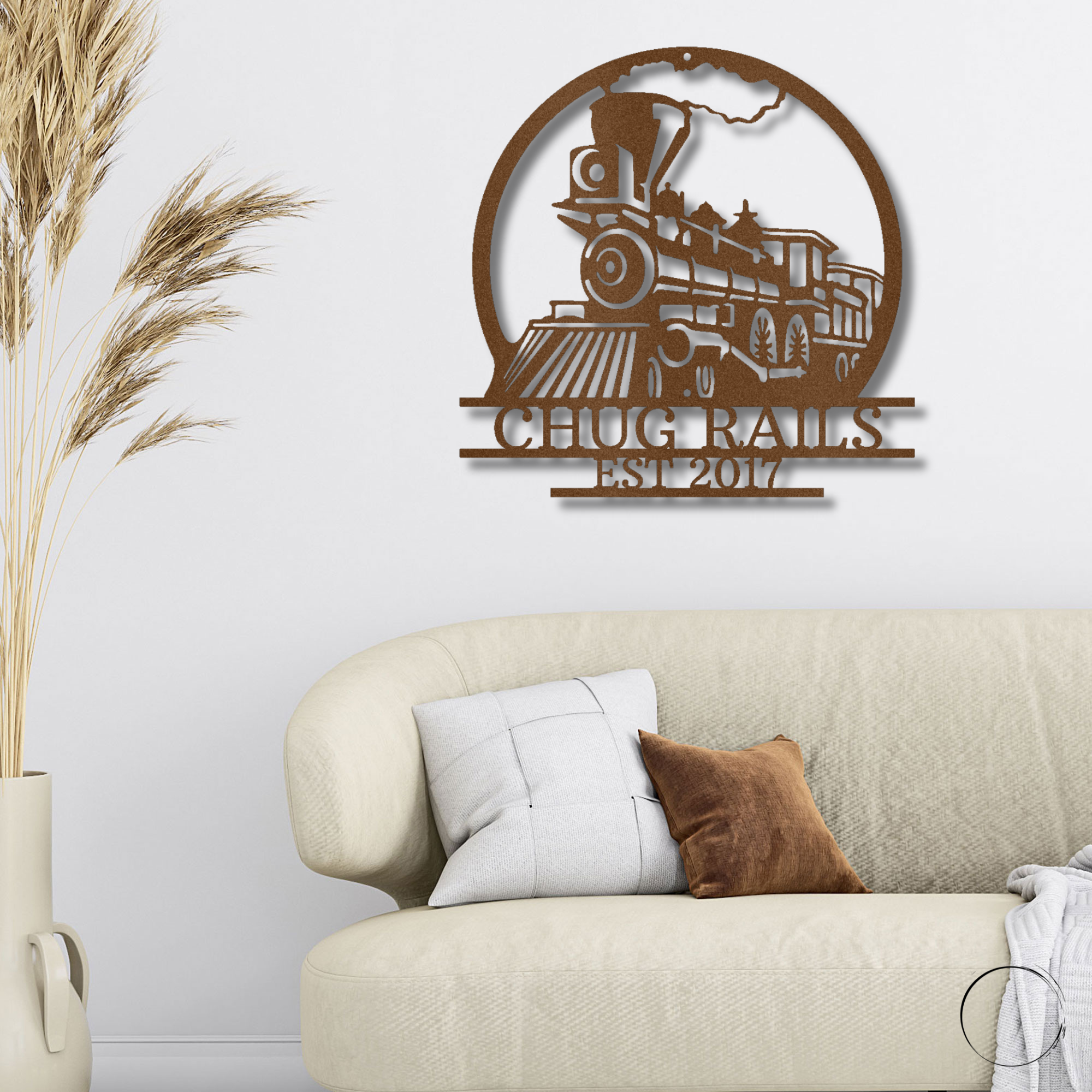 Personalized Steam Train Metal Wall Art – Custom Family Name Railroad Sign – Vintage Locomotive Wall Decor – Established Date Sign