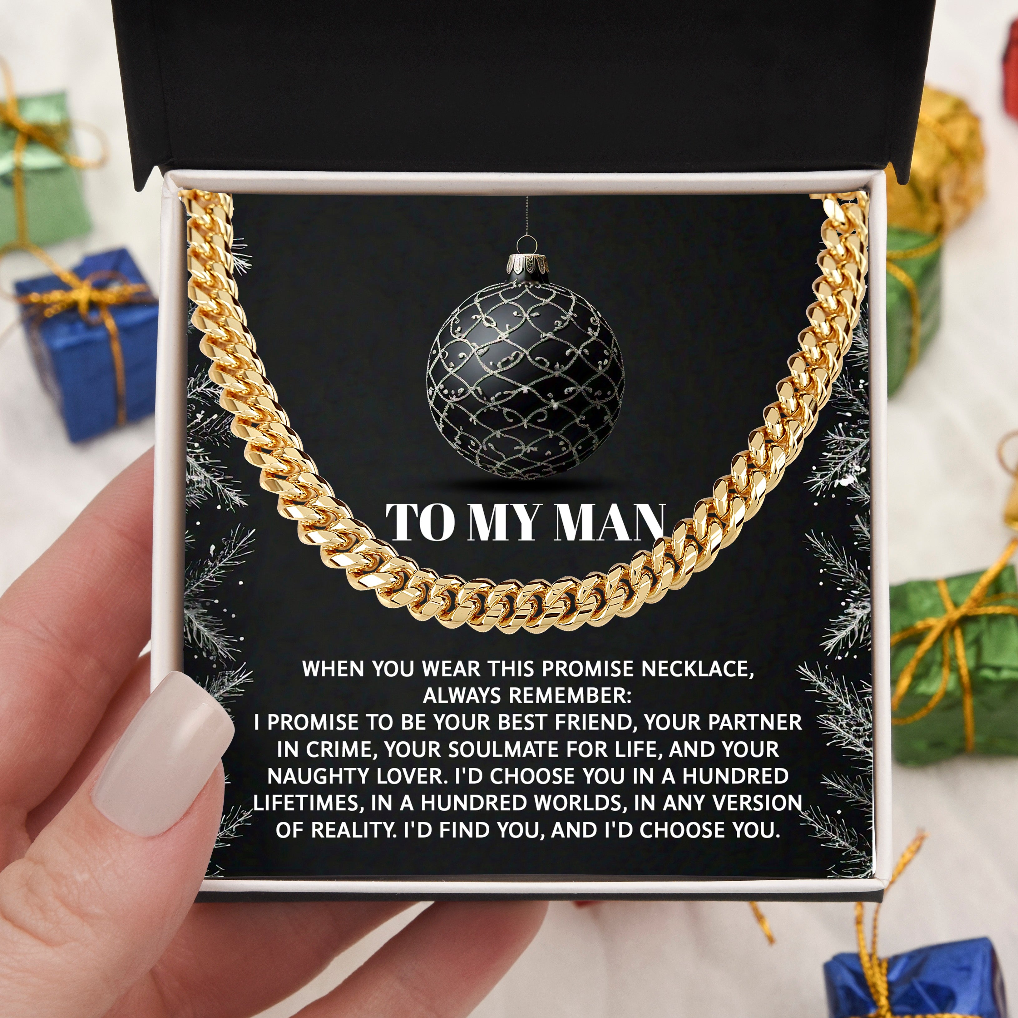 To My Man “Naughty Lover Promise” Christmas Message Card | Romantic Soulmate Gift for Husband or Boyfriend | Holiday Love Keepsake