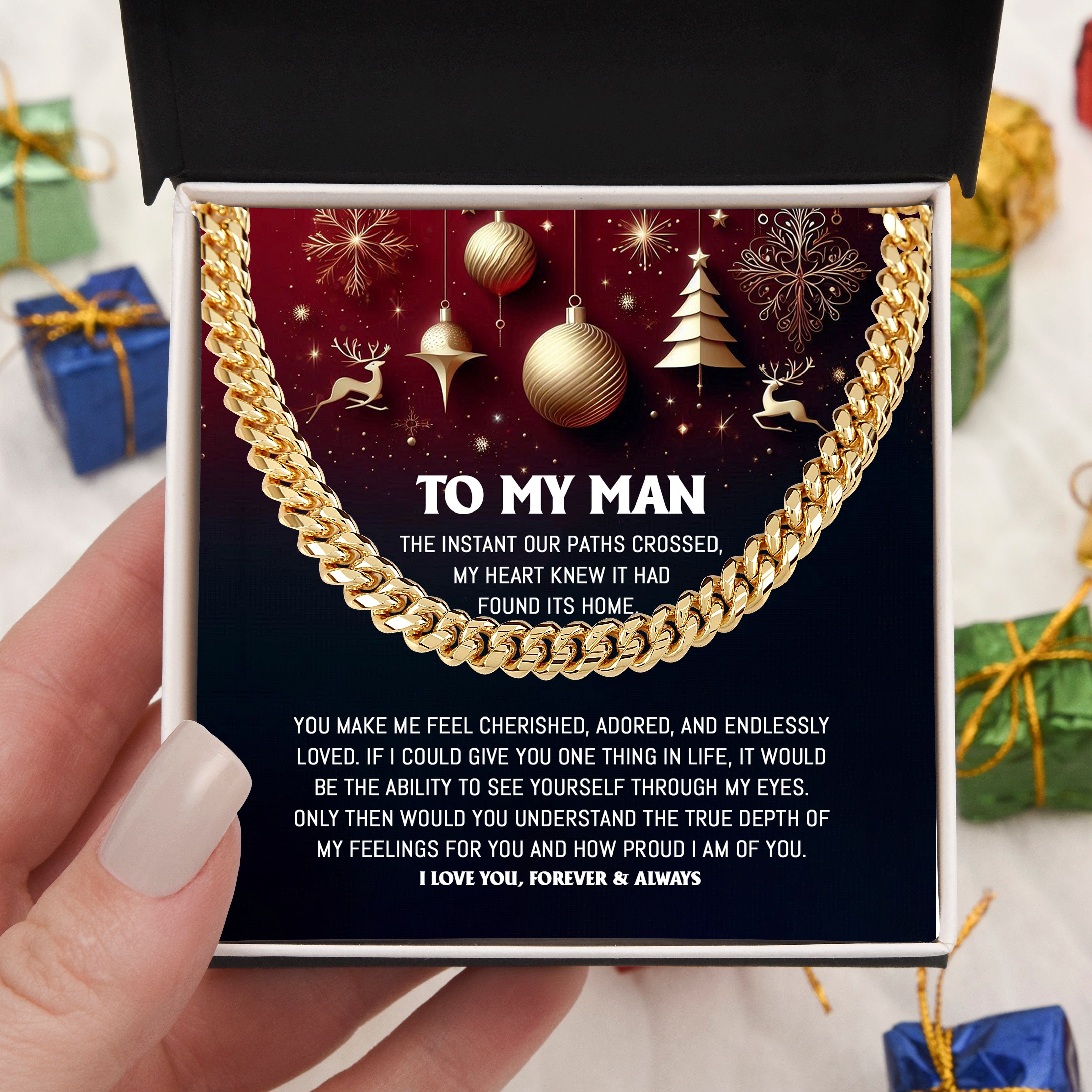 To My Man Cuban Chain Necklace | Romantic Holiday Gift for Him from Her