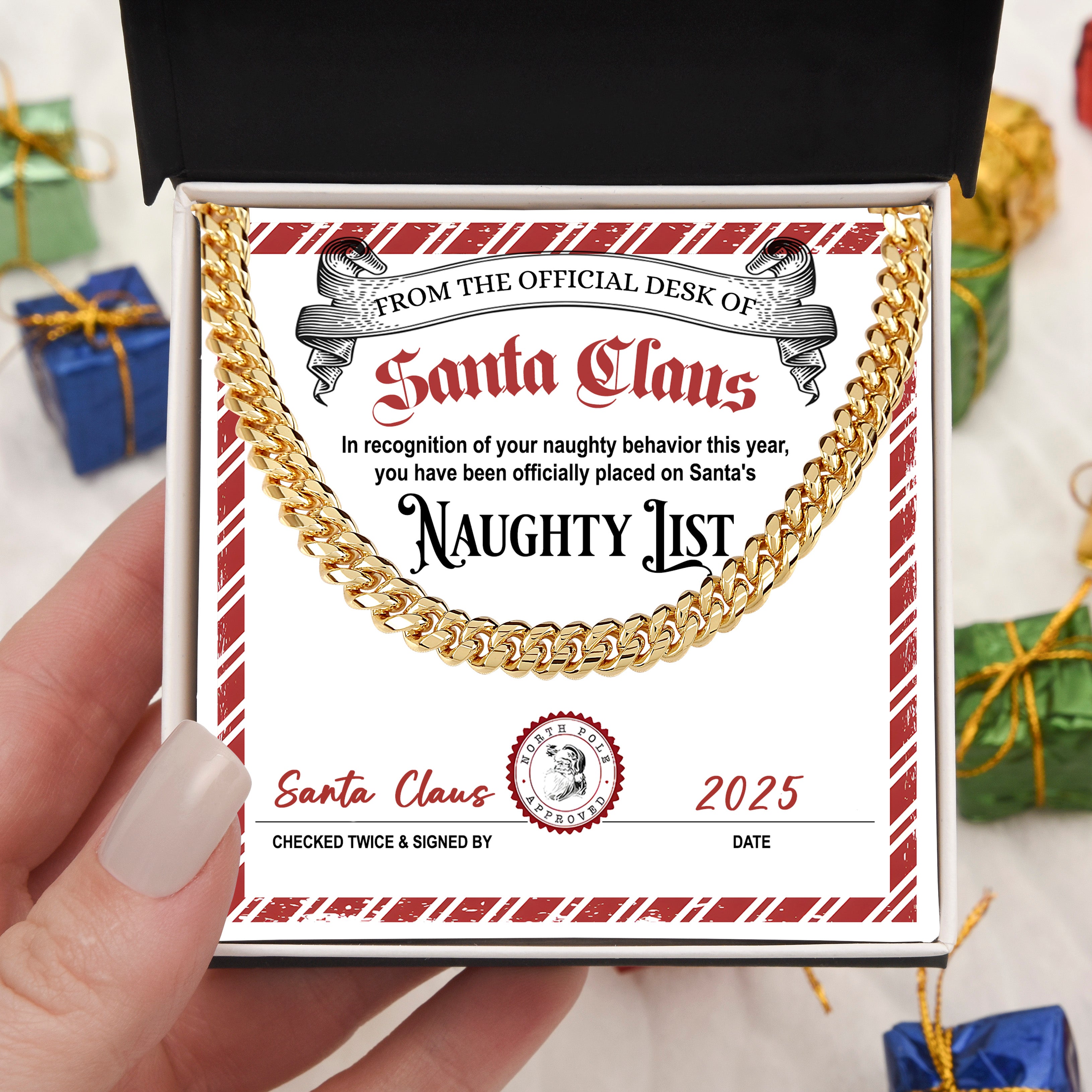 Santa's Naughty List Message Card | Funny Christmas Gift for Him | Naughty Behavior Holiday Keepsake for Husband. Soulmate, or Boyfriend