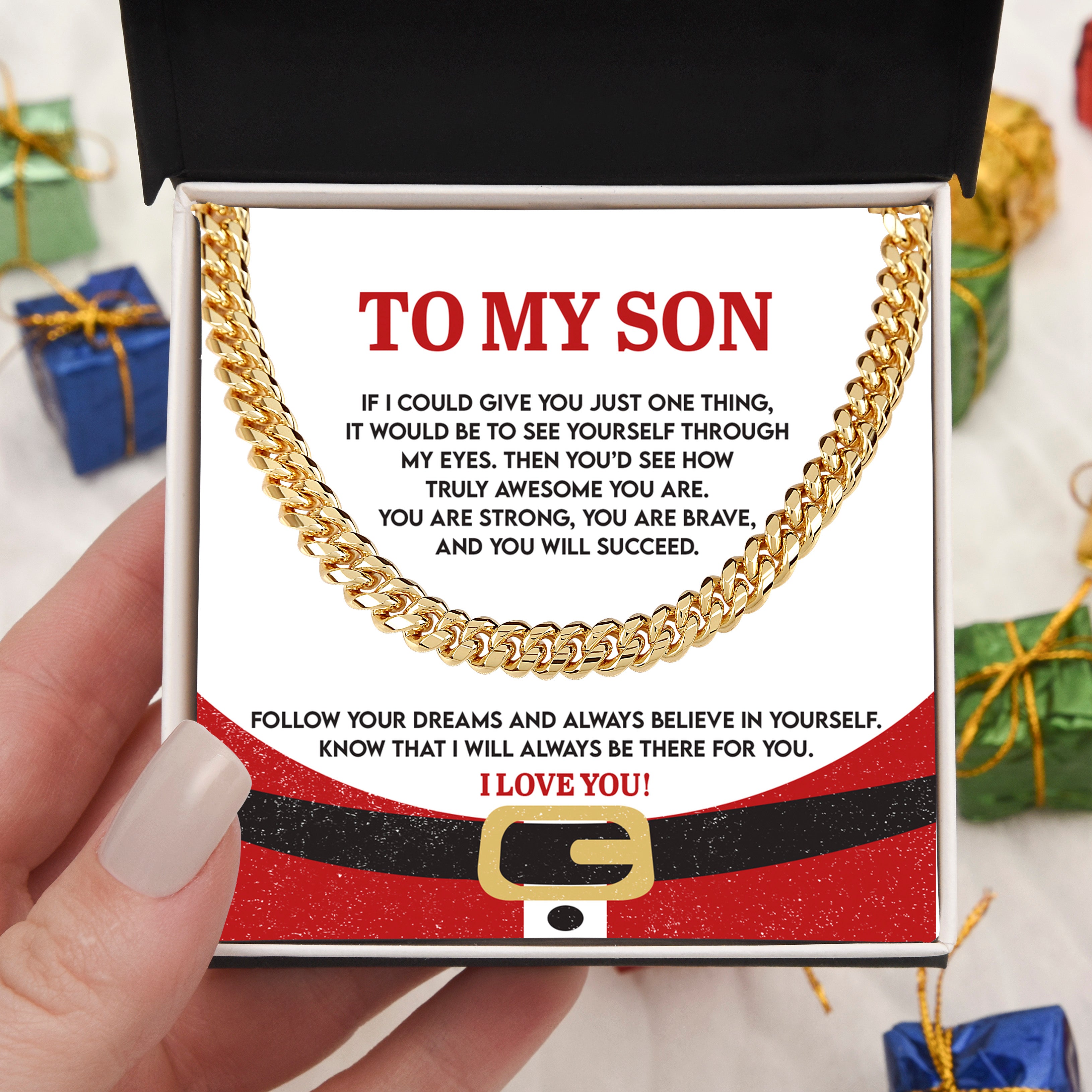 To My Son “See Yourself Through My Eyes” Christmas Message Card | Inspirational Gift for Son | Holiday Encouragement & Love Keepsake