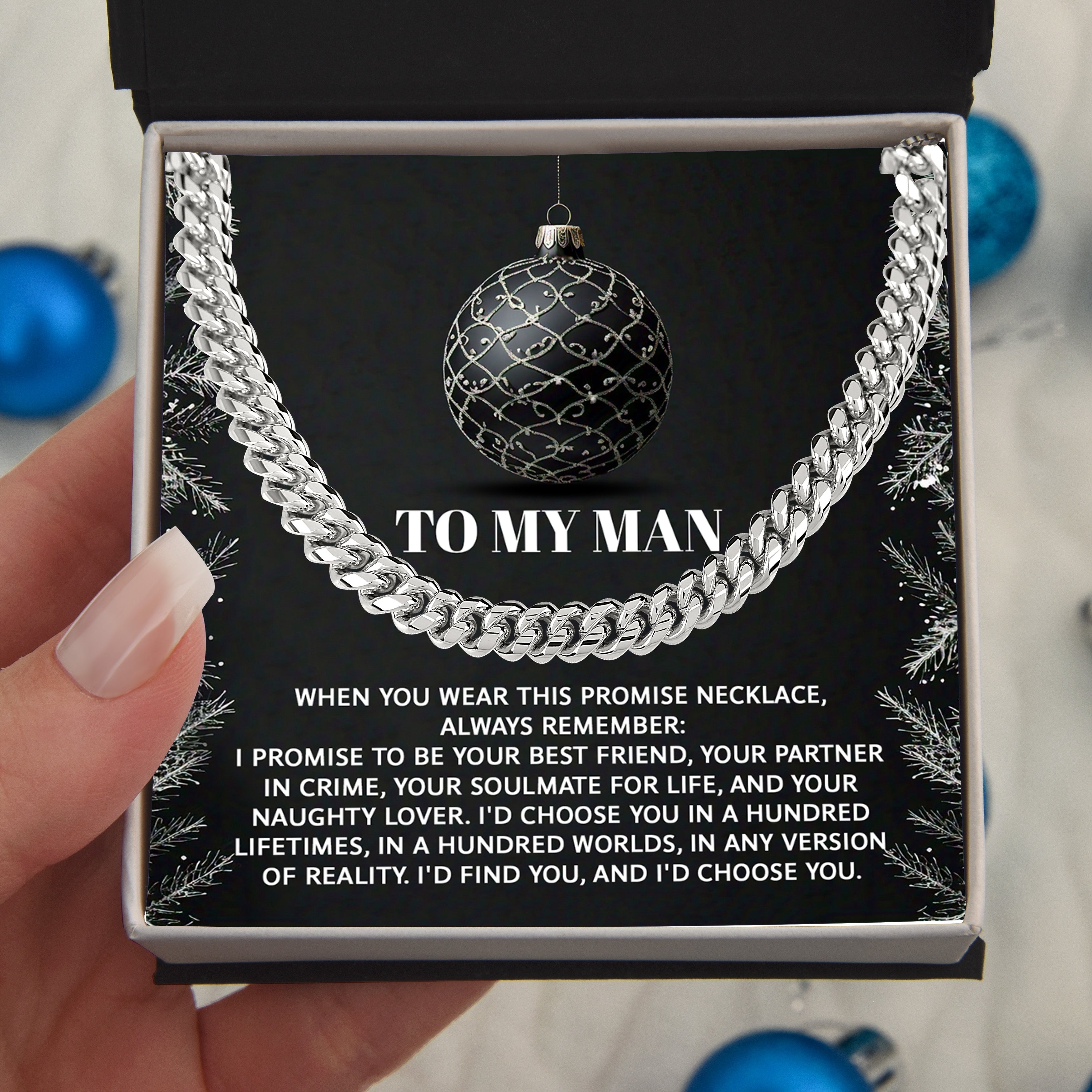 To My Man “Naughty Lover Promise” Christmas Message Card | Romantic Soulmate Gift for Husband or Boyfriend | Holiday Love Keepsake