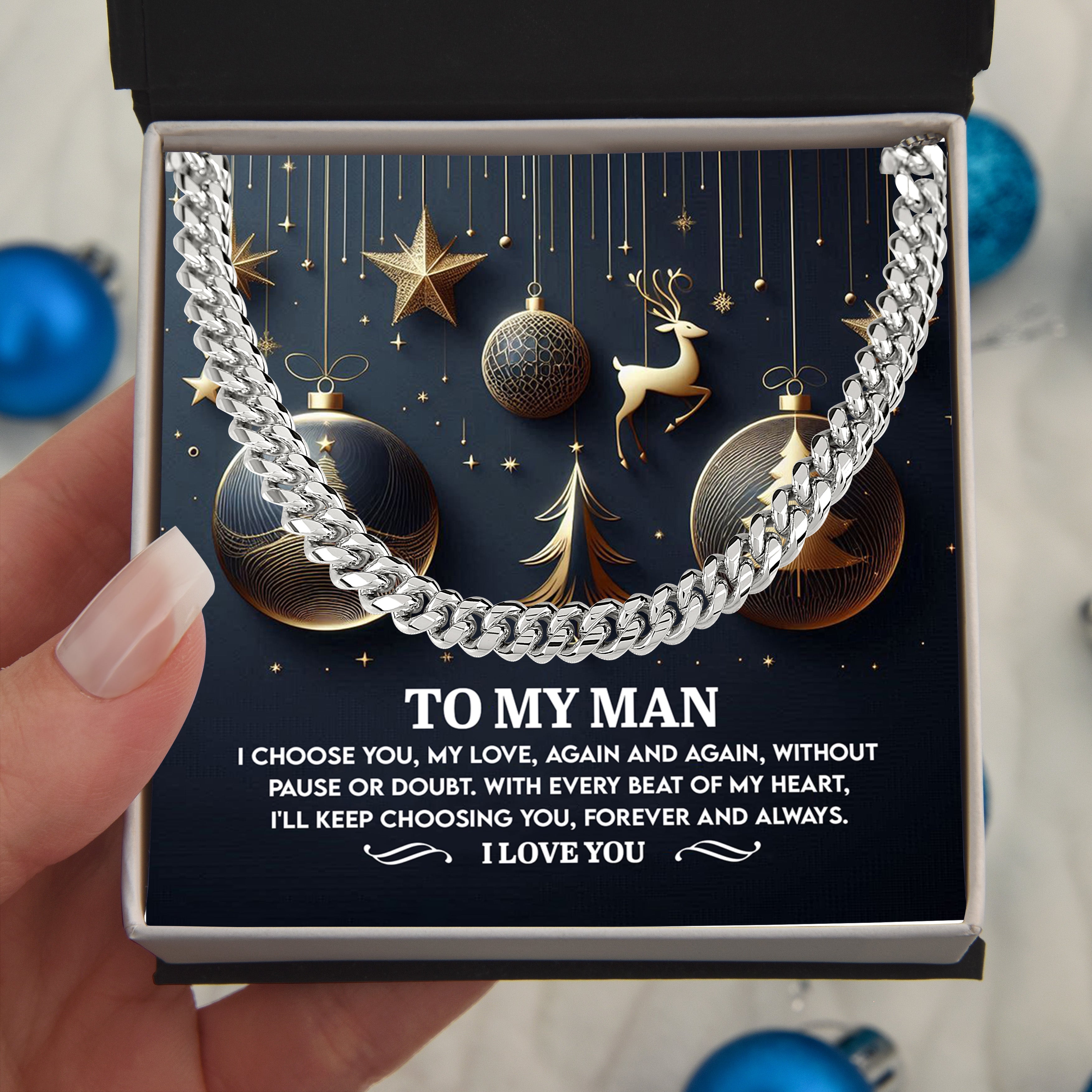 To My Man "Every Beat of My Heart" Christmas Message Card | Romantic Gift for Husband or Boyfriend | Holiday Love Keepsake
