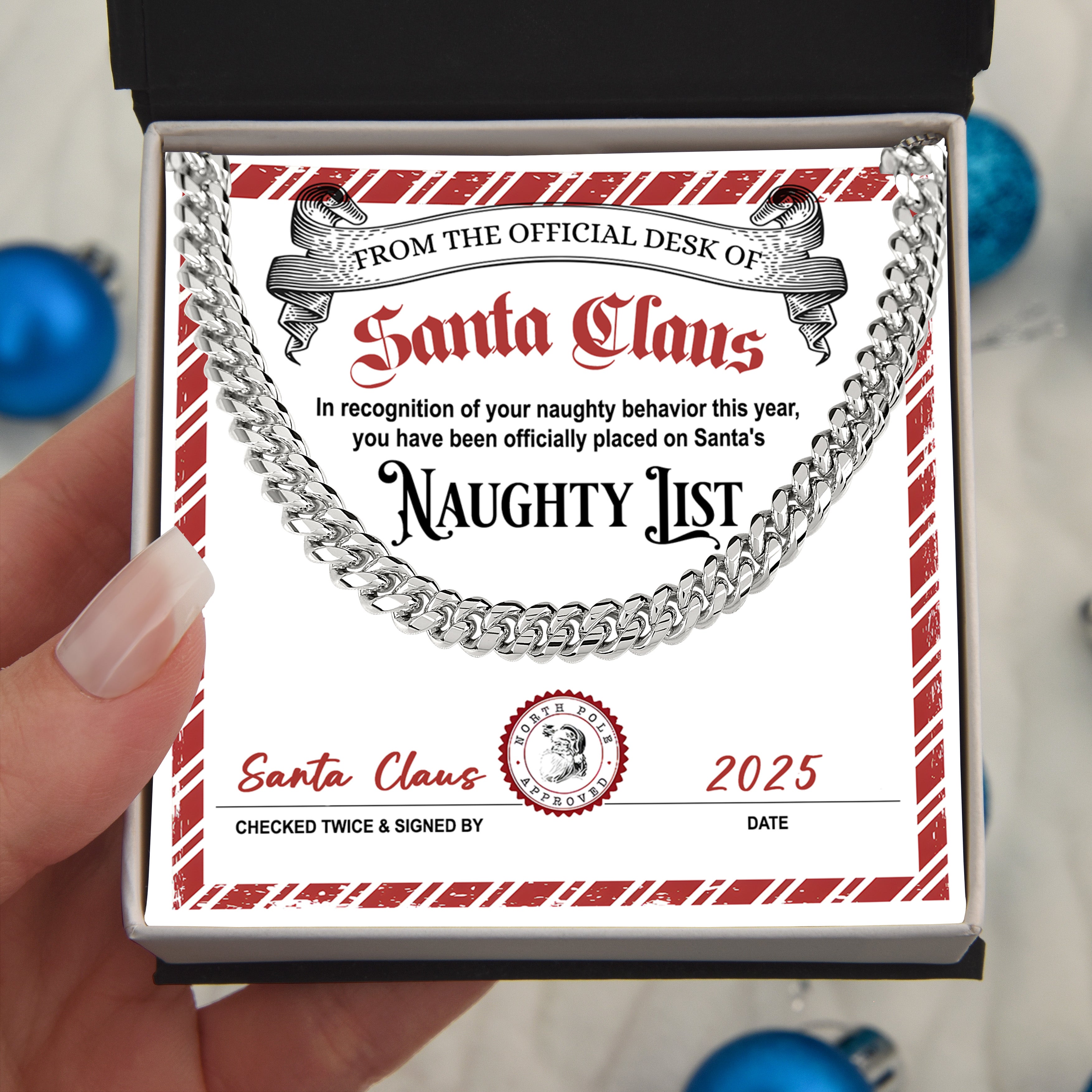 Santa's Naughty List Message Card | Funny Christmas Gift for Him | Naughty Behavior Holiday Keepsake for Husband. Soulmate, or Boyfriend