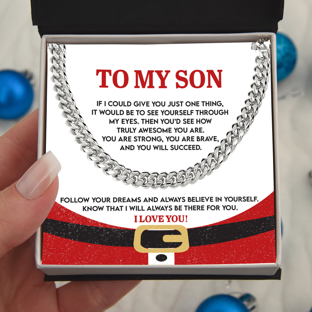 To My Son “See Yourself Through My Eyes” Christmas Message Card | Inspirational Gift for Son | Holiday Encouragement & Love Keepsake