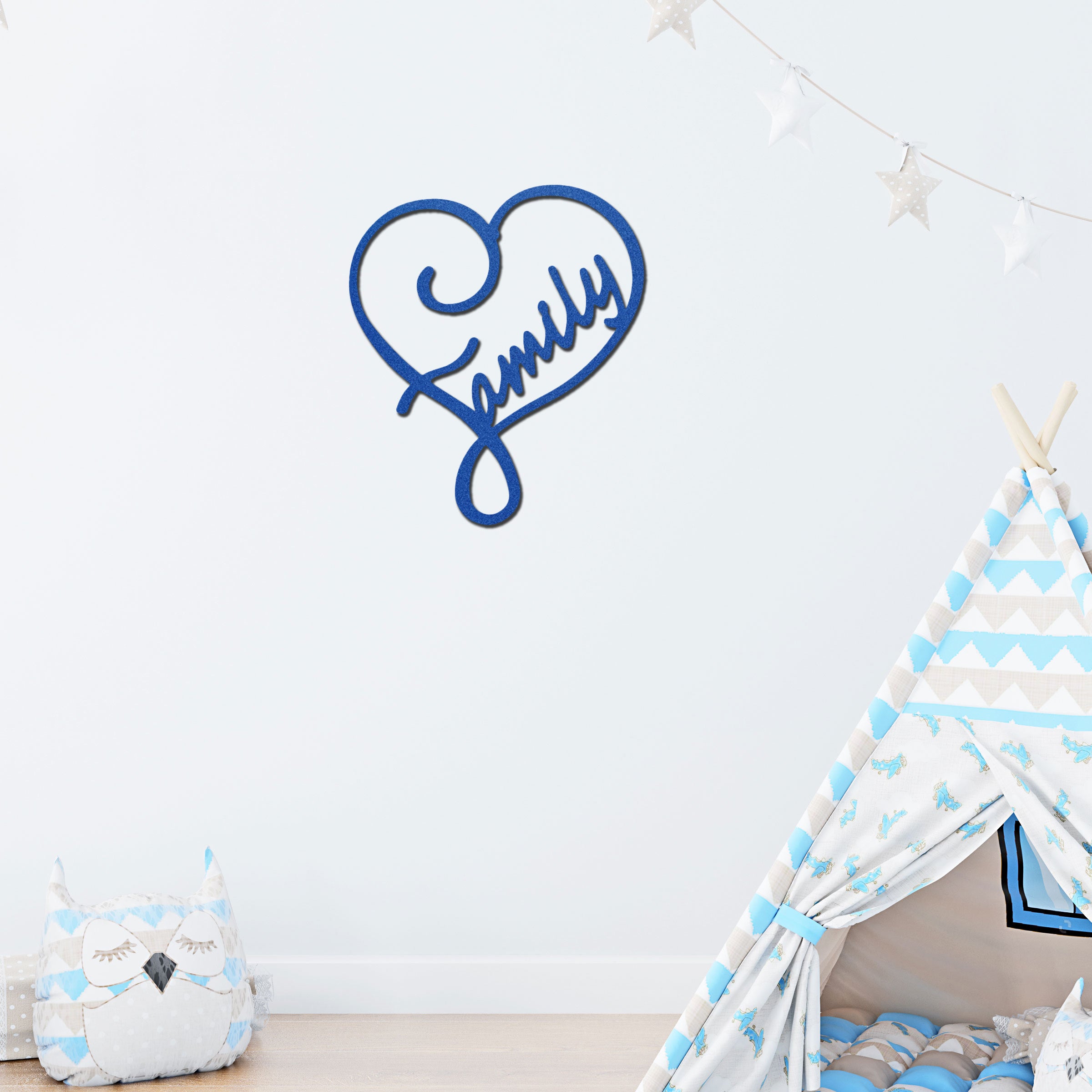 Family Name Heart Metal Wall Art Sign – Custom Steel Family Love Monogram – Laser Cut Amish Crafted Metal Home Decor