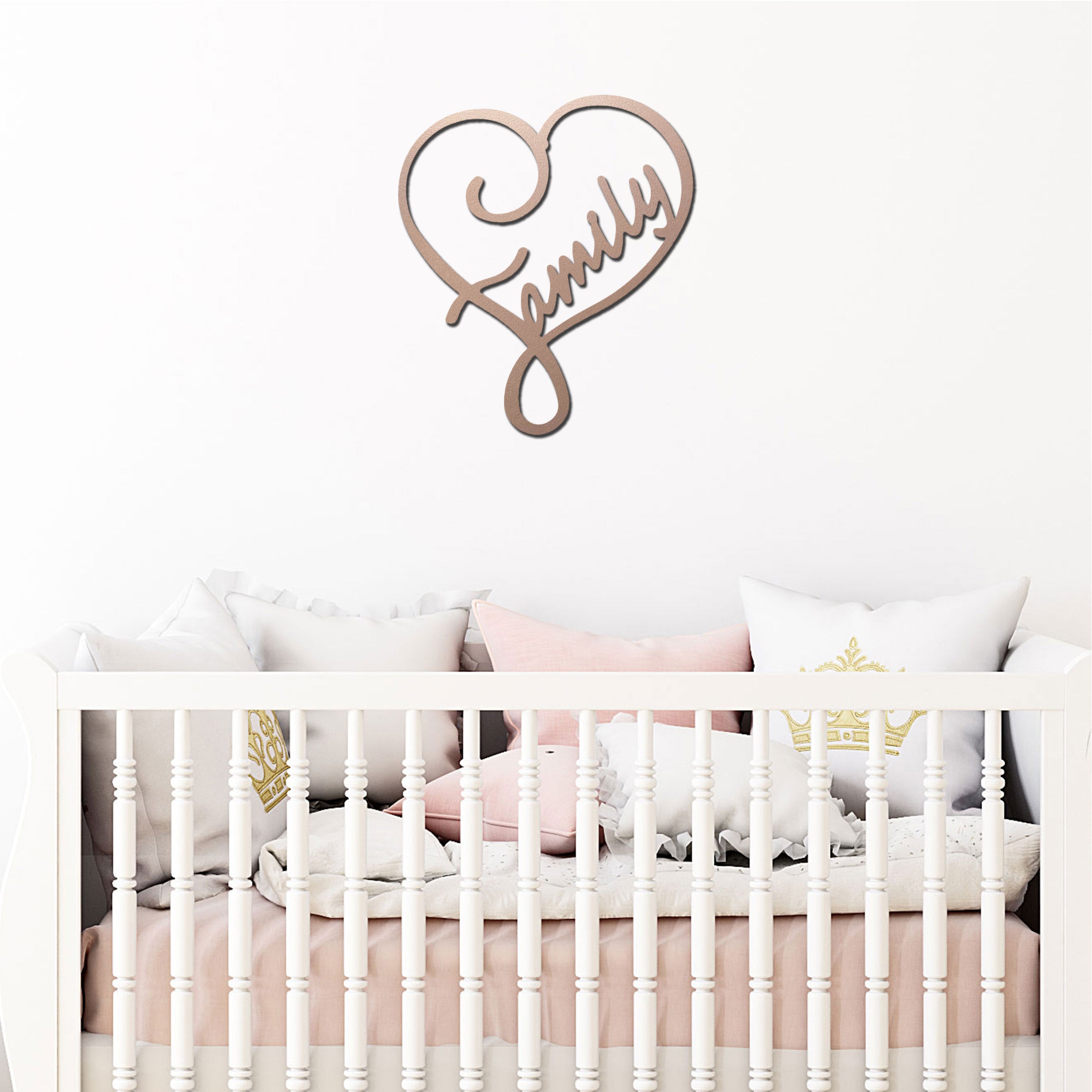 Family Name Heart Metal Wall Art Sign – Custom Steel Family Love Monogram – Laser Cut Amish Crafted Metal Home Decor