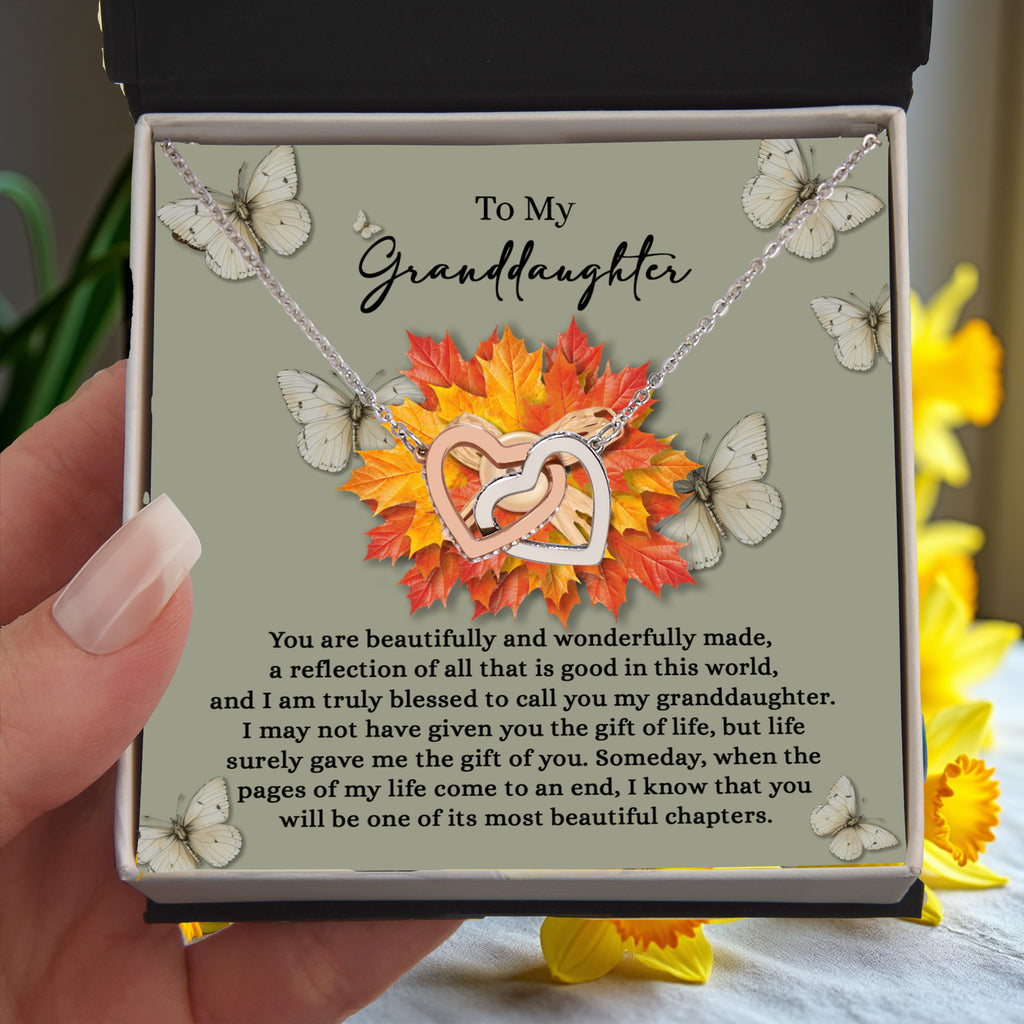 Granddaughter - Gift of You Interlocking Hearts Necklace with Heartfelt Message Card
