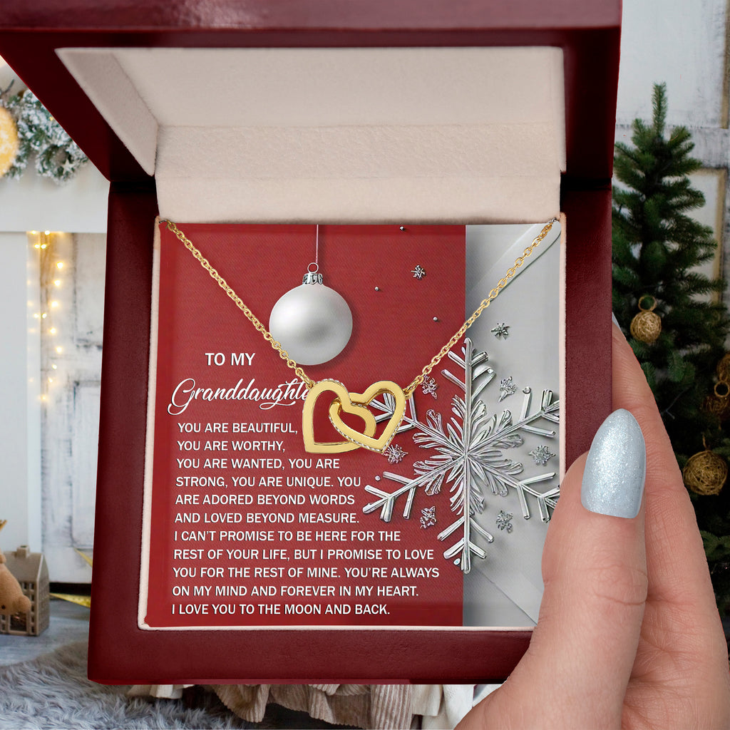 Granddaughter Gift - Moon And Back - Interlocking Hearts Pendant Necklace