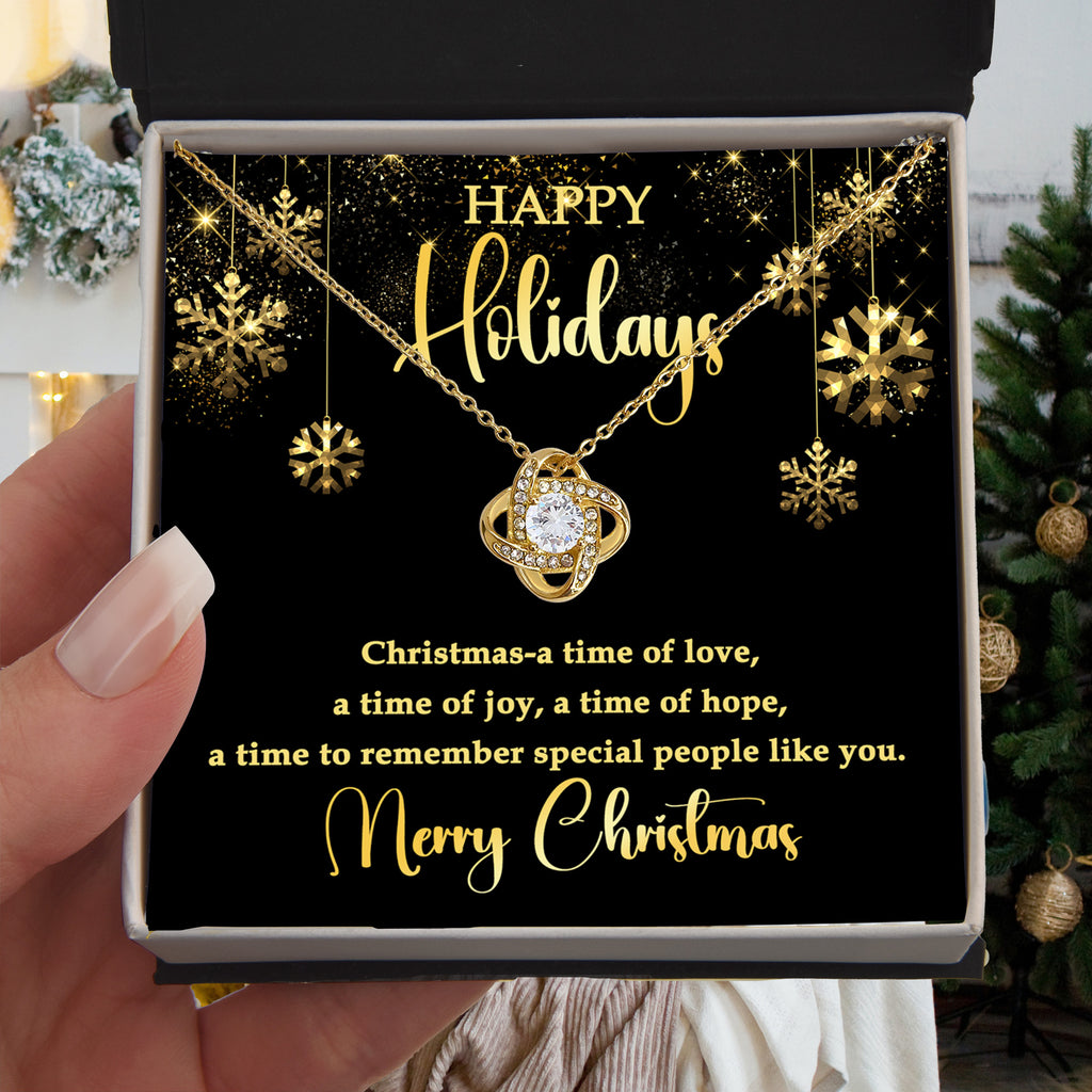 Happy Holidays Love Knot Necklace – Elegant Christmas Gift for Someone Special