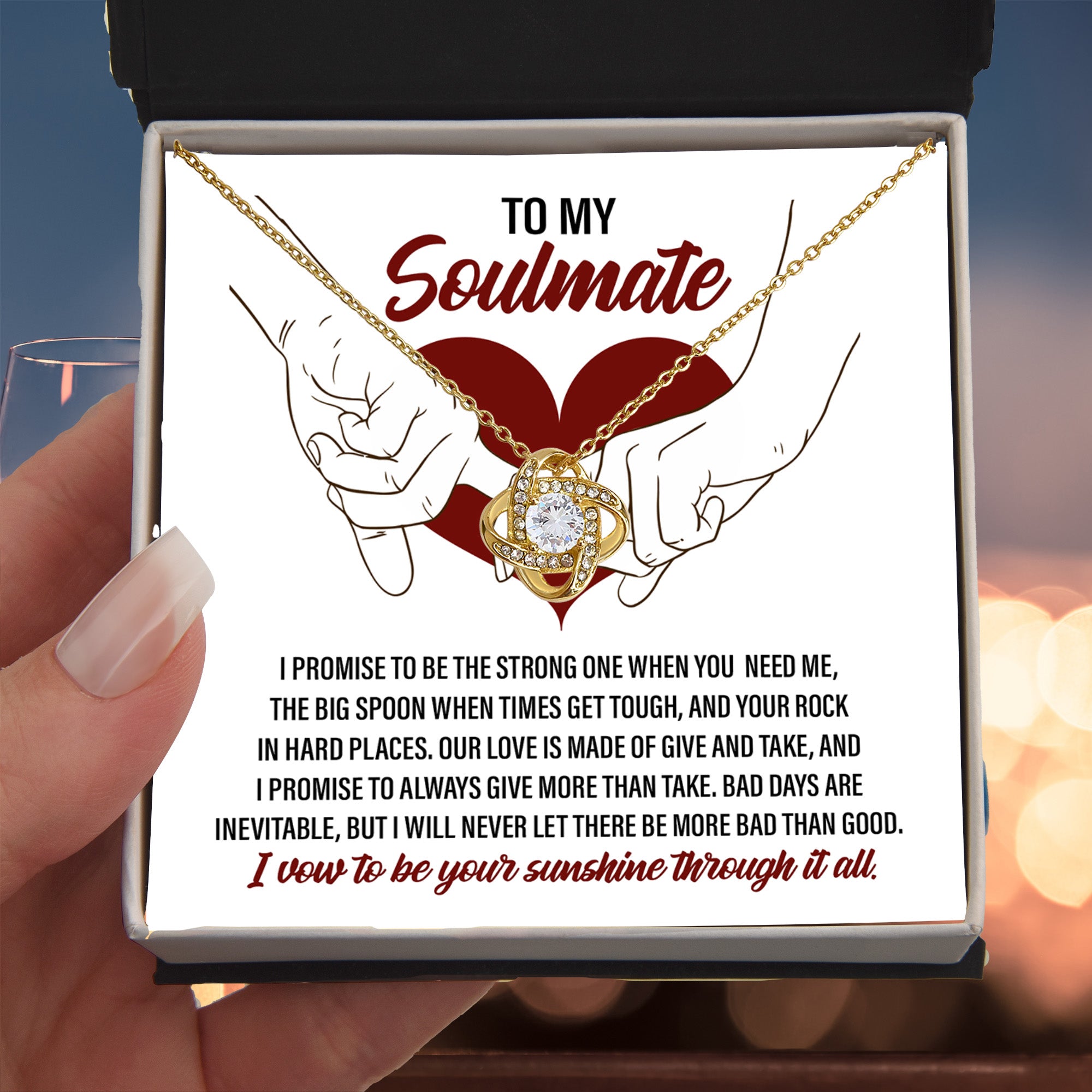 Soulmate Promise Love Knot Necklace with Heartfelt Message Card