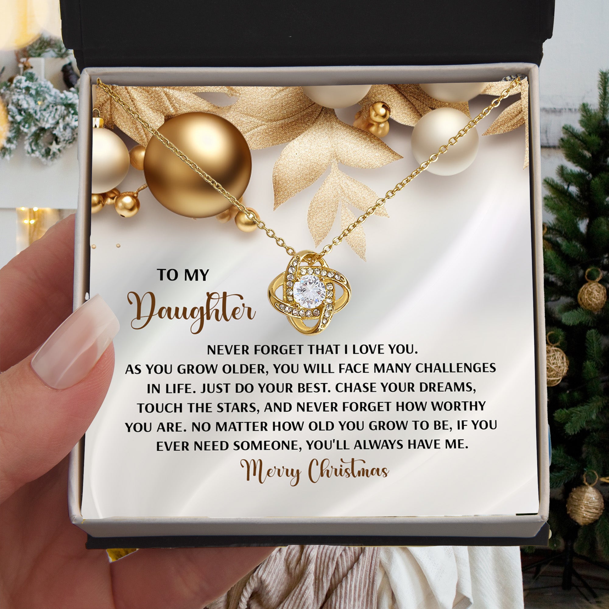 To My Daughter, Never Forget How Worthy You Are – Merry Christmas Necklace Gift