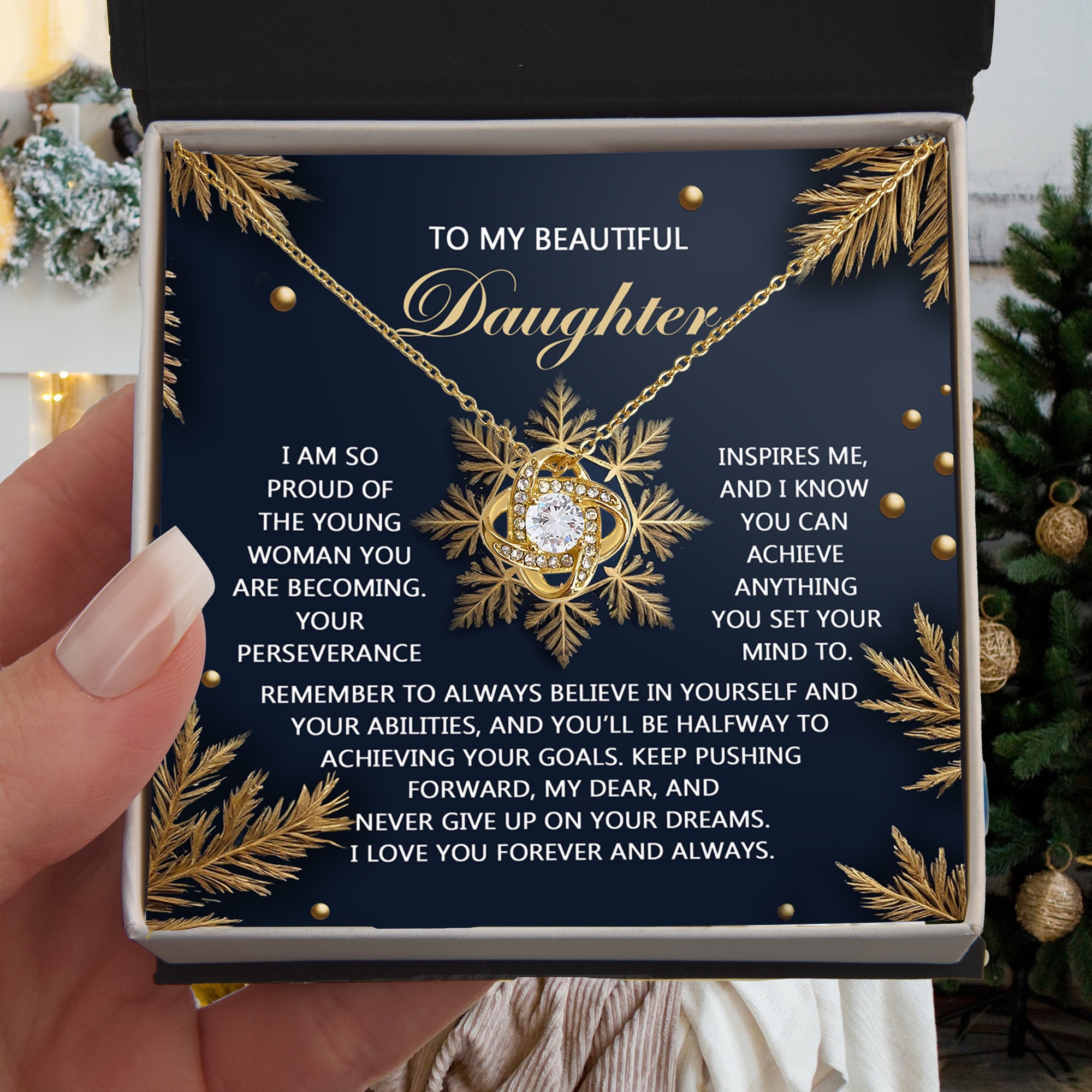 To My Beautiful Daughter – Proud of the Young Woman You're Becoming, Christmas Necklace Gift