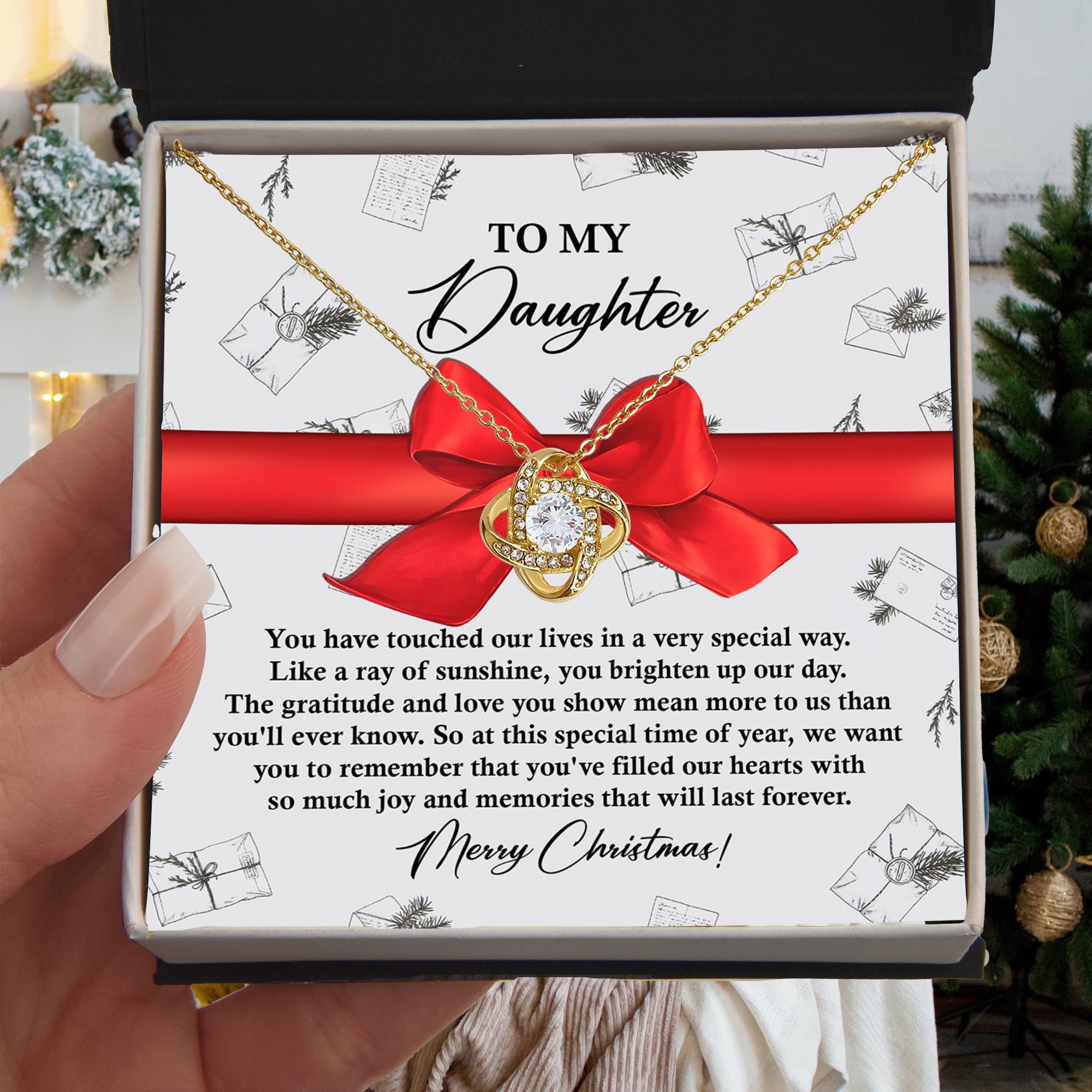 To My Daughter – You've Touched Our Lives in a Very Special Way Christmas Necklace Gift of Love & Gratitude