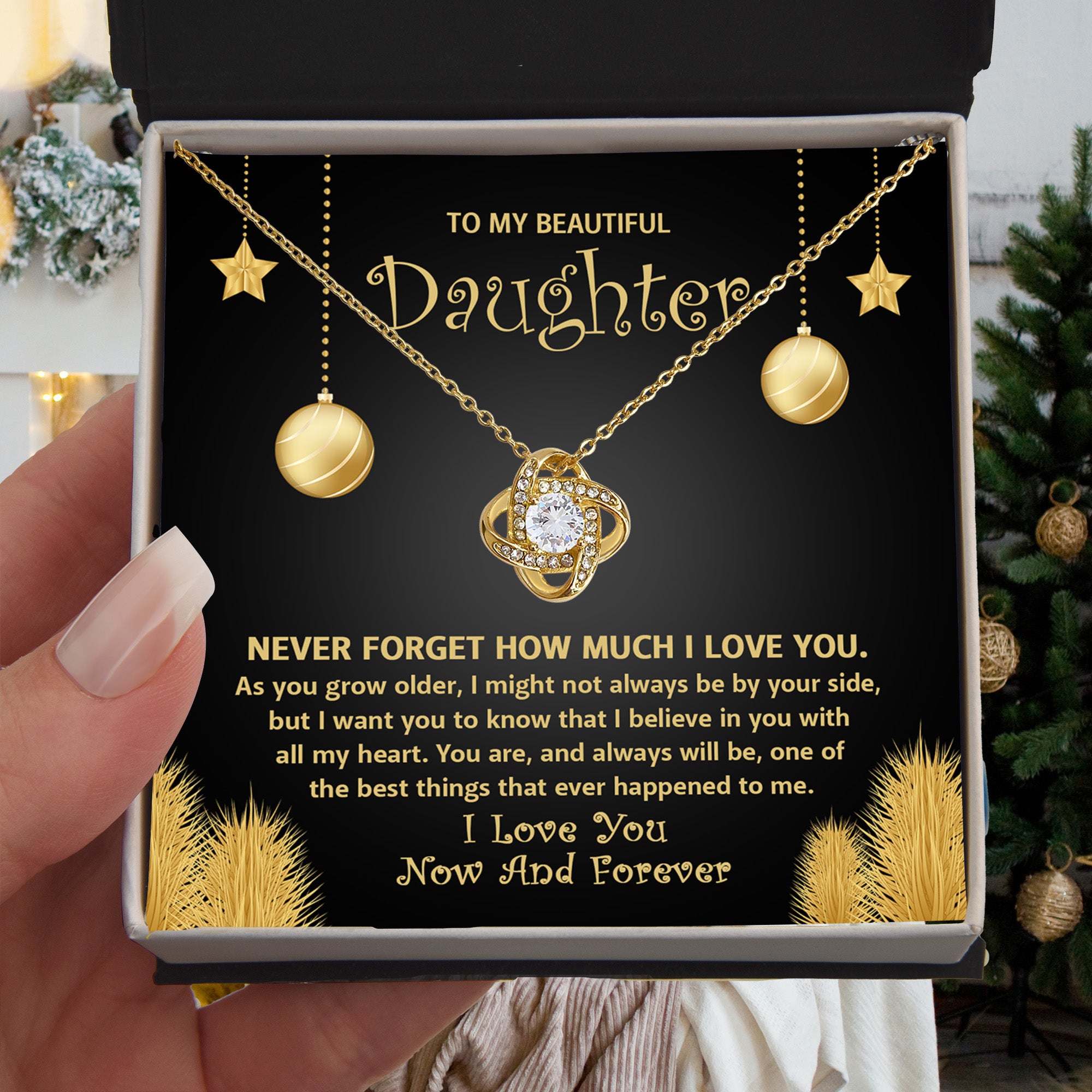 To My Beautiful Daughter Necklace – Never Forget How Much I Love You – Meaningful Gift from Mom or Dad