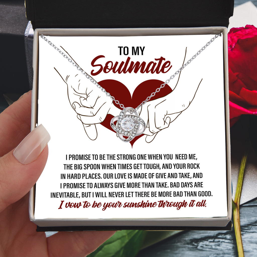 Soulmate Promise Love Knot Necklace with Heartfelt Message Card