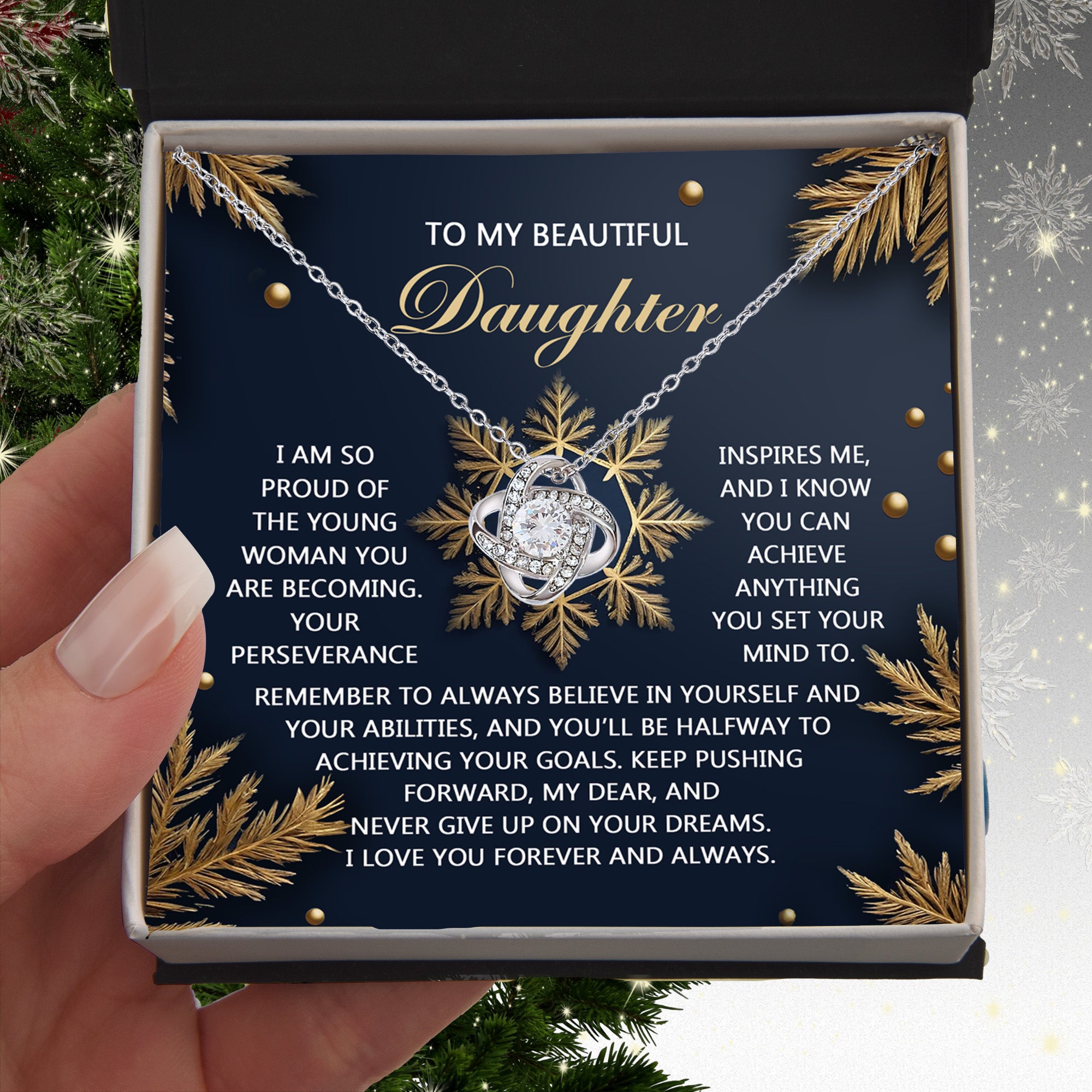 To My Beautiful Daughter – Proud of the Young Woman You're Becoming, Christmas Necklace Gift