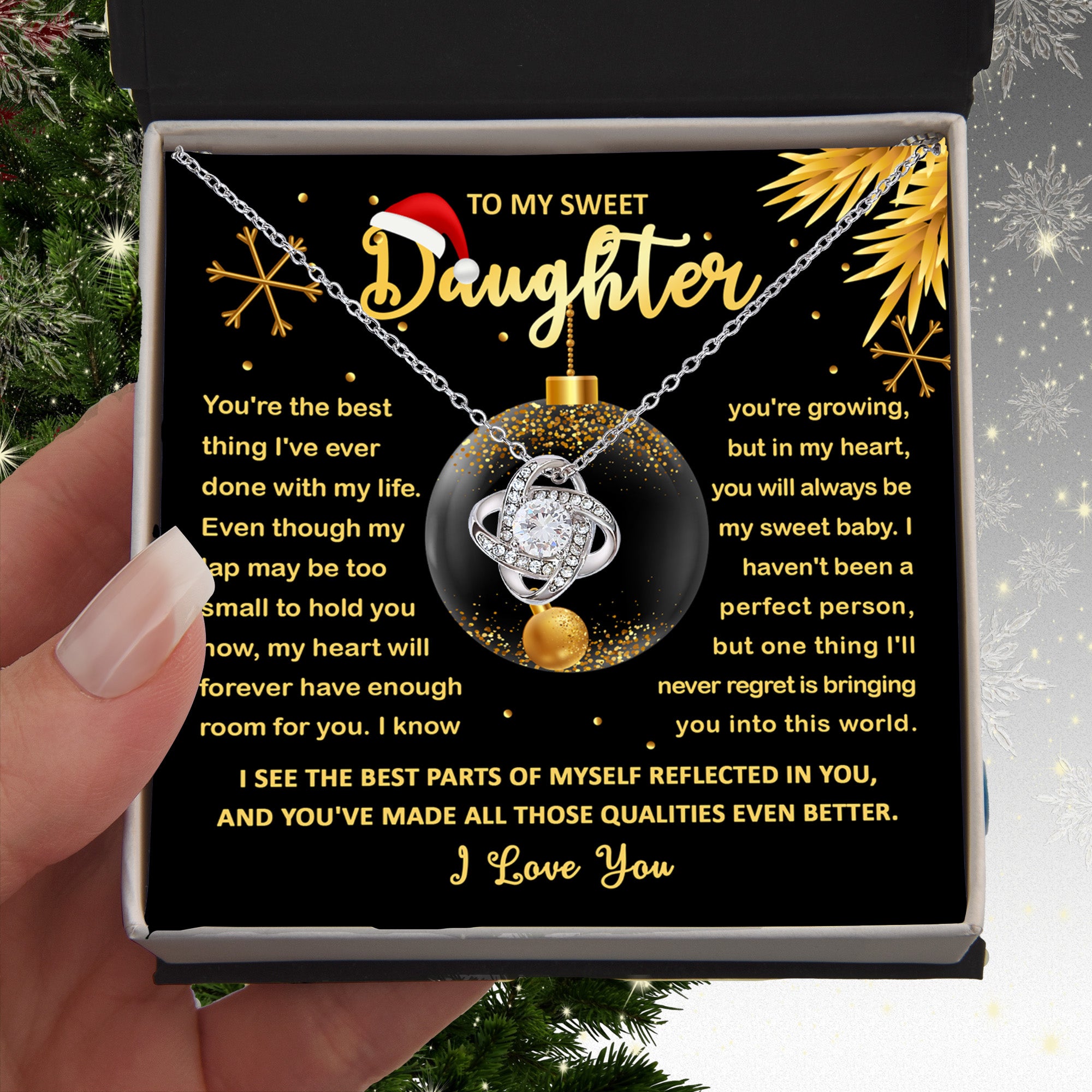 To My Sweet Daughter – I'll Always Have Room for You, Unconditional Love Christmas Gift Necklace for Her