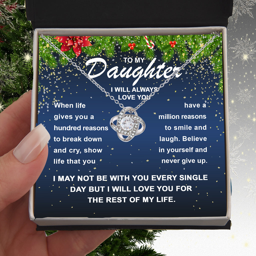 To My Daughter – I Will Always Love You, Smile & Laugh Through Life, Inspirational Christmas Necklace Gift