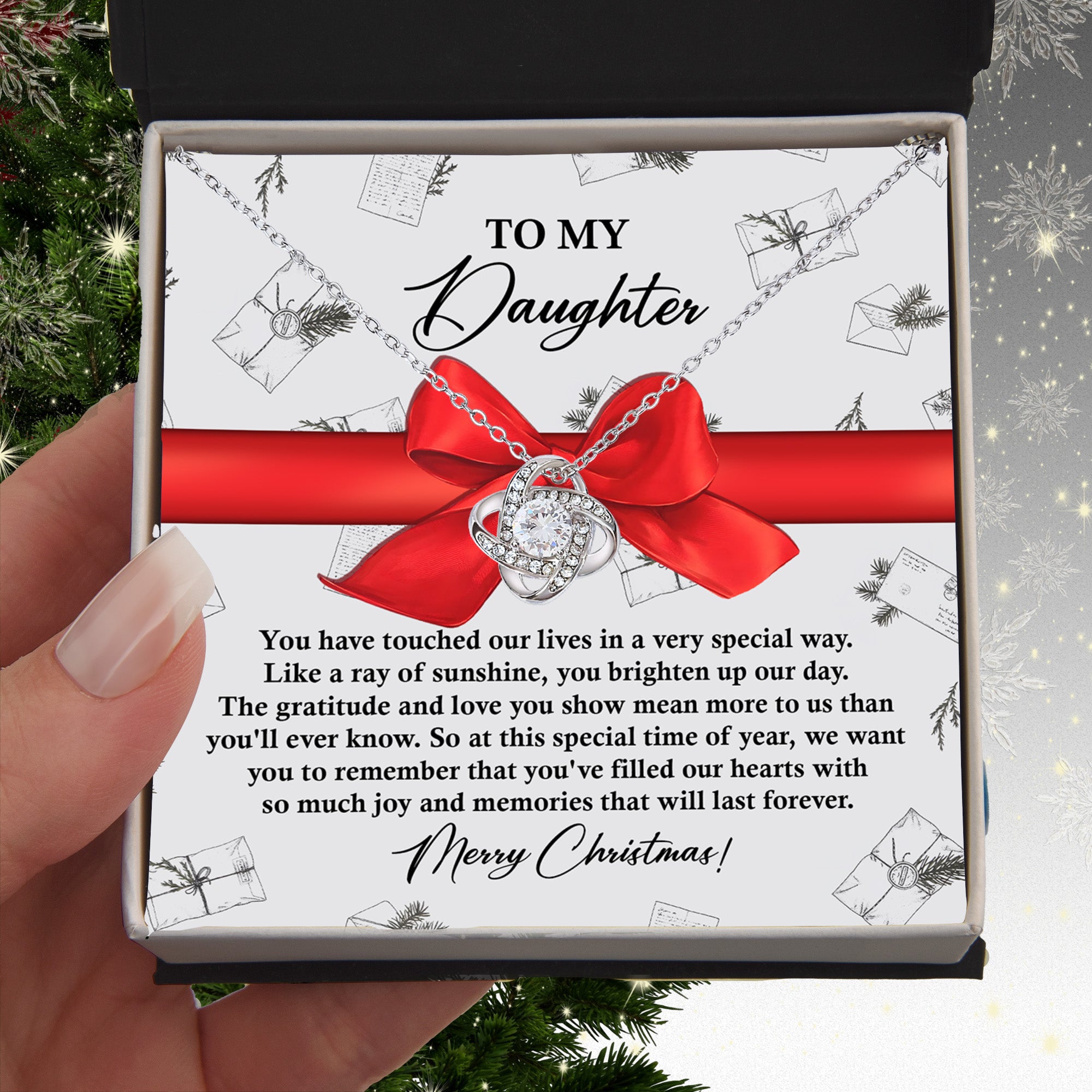 To My Daughter – You've Touched Our Lives in a Very Special Way Christmas Necklace Gift of Love & Gratitude