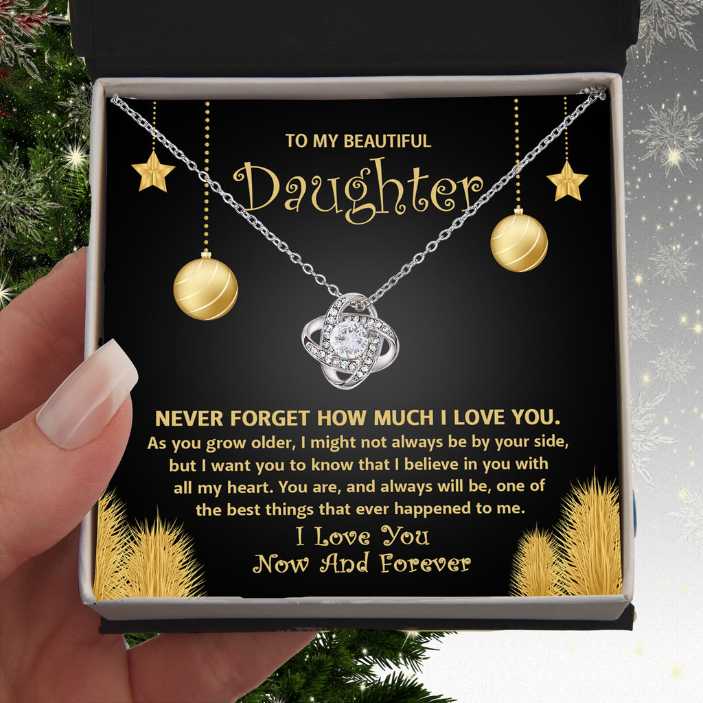 To My Beautiful Daughter Necklace – Never Forget How Much I Love You – Meaningful Gift from Mom or Dad