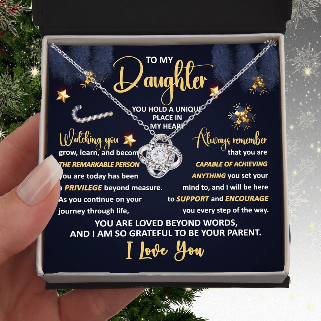To My Daughter Necklace – You Hold a Unique Place in My Heart – Inspirational Gift from Mom or Dad