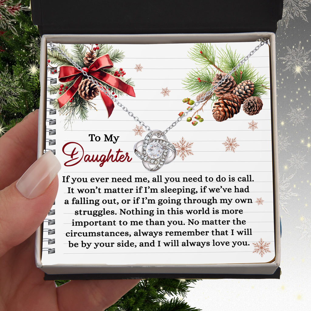 To My Daughter – I Will Always Be By Your Side, Unconditional Love Christmas Necklace Gift