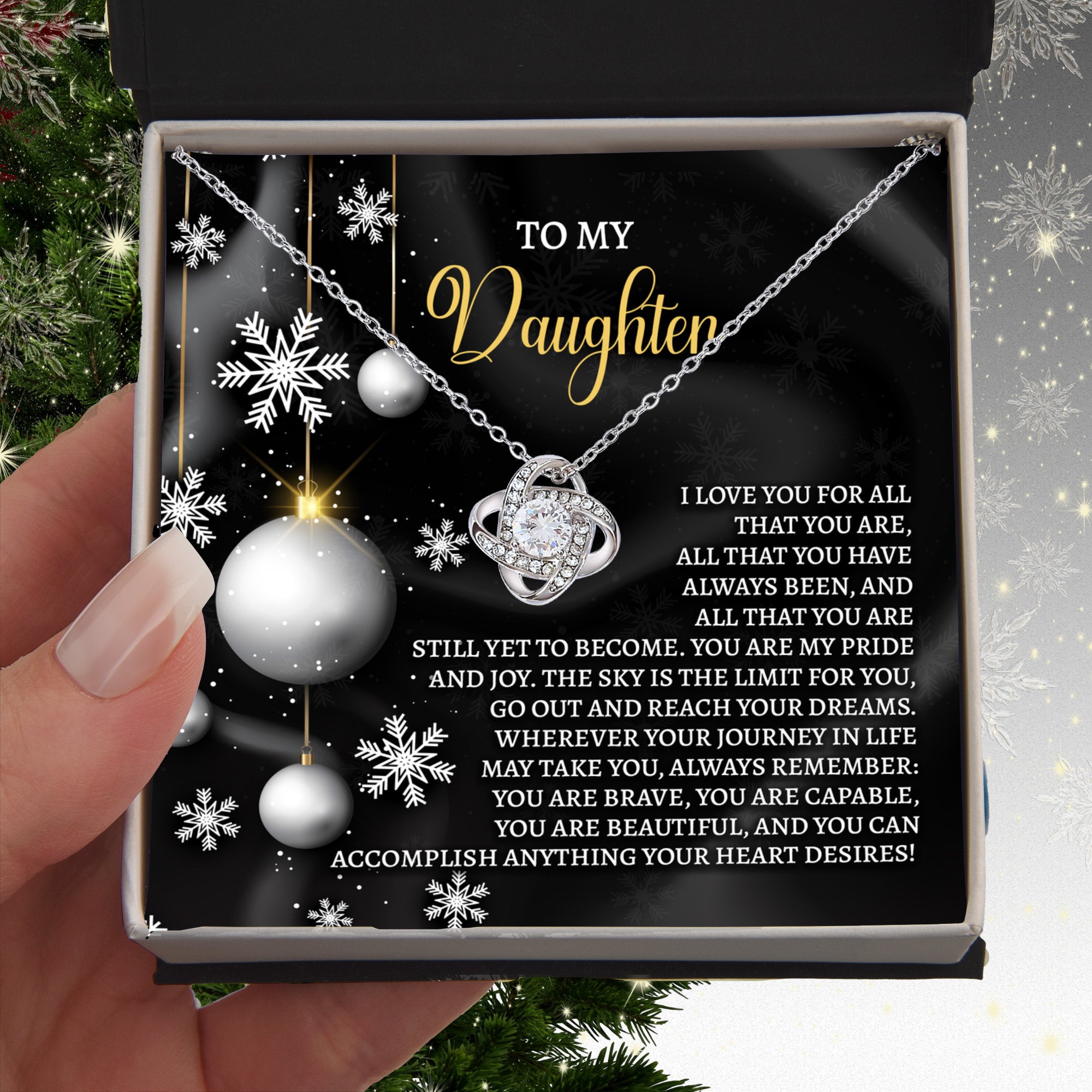 To My Daughter – You Are My Pride and Joy, Reach Your Dreams, Inspirational Christmas Gift Necklace
