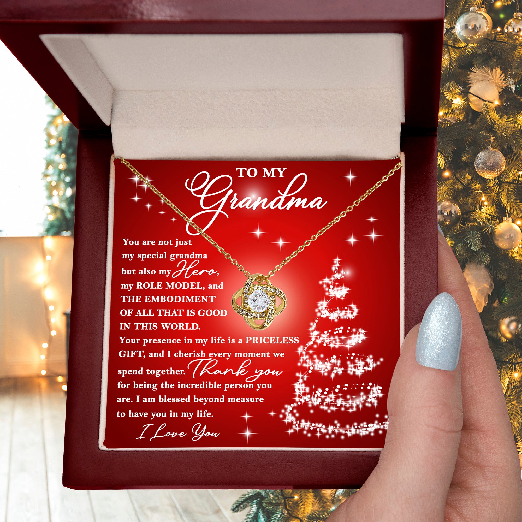 To My Grandma “My Hero” Christmas Message Card with Necklace | Heartfelt Holiday Gift for Grandmother | Sentimental Keepsake