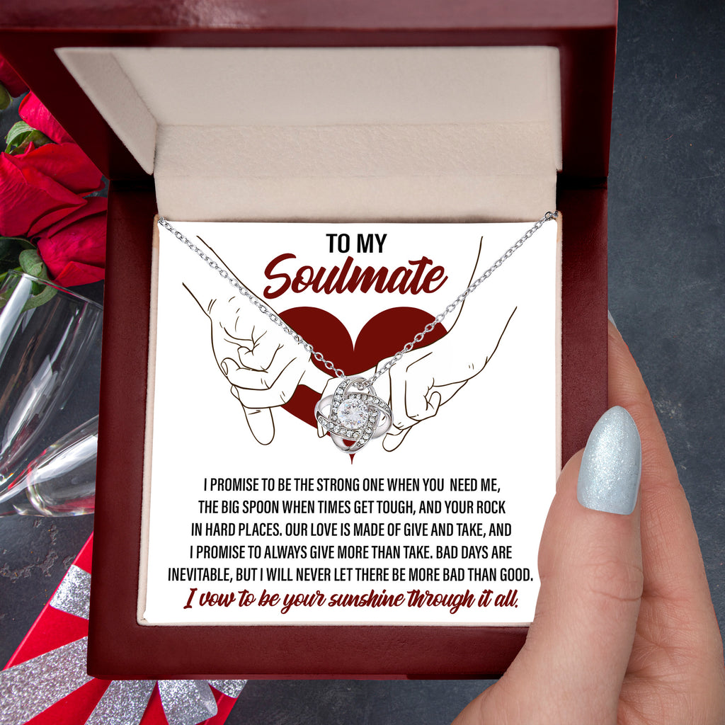Soulmate Promise Love Knot Necklace with Heartfelt Message Card