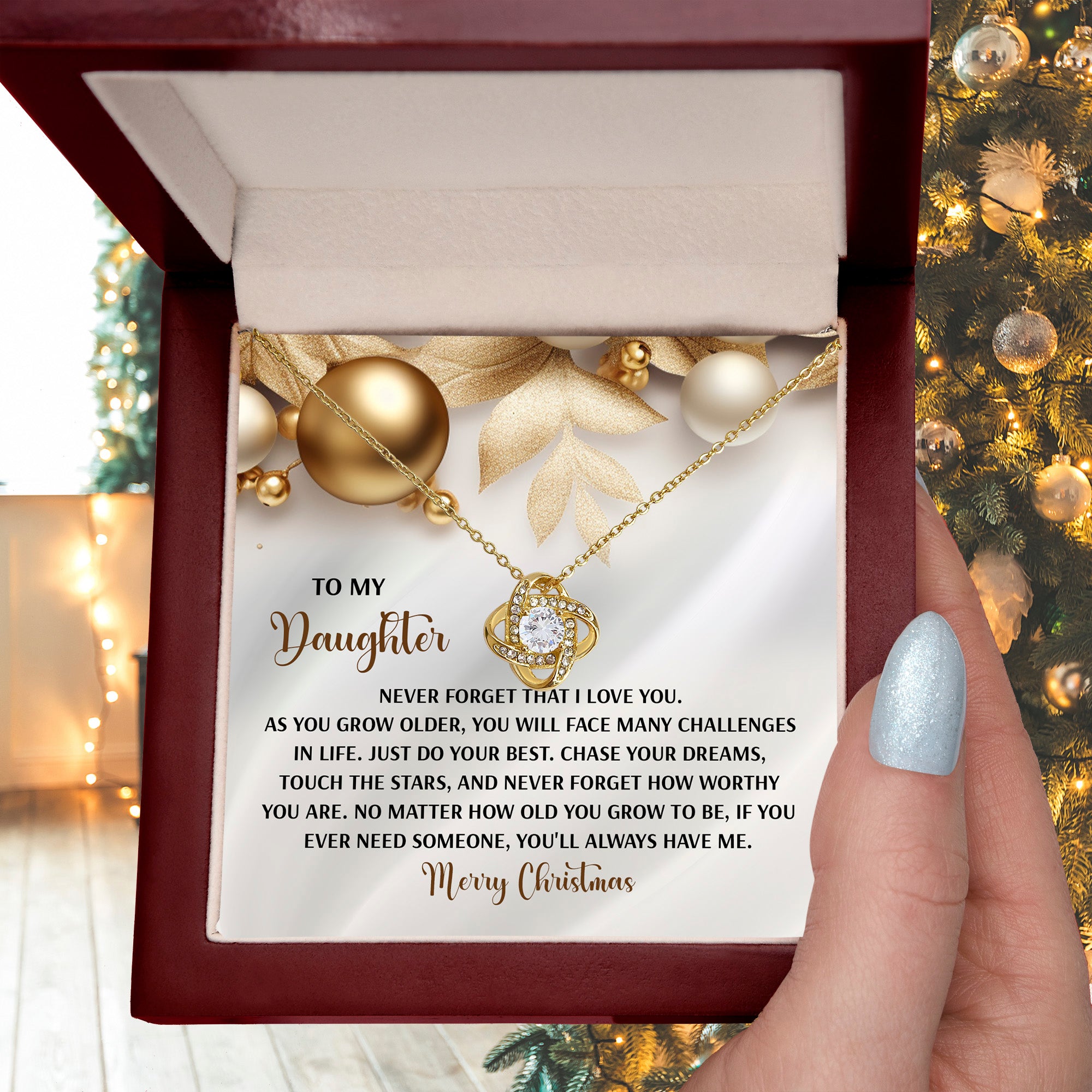 To My Daughter, Never Forget How Worthy You Are – Merry Christmas Necklace Gift