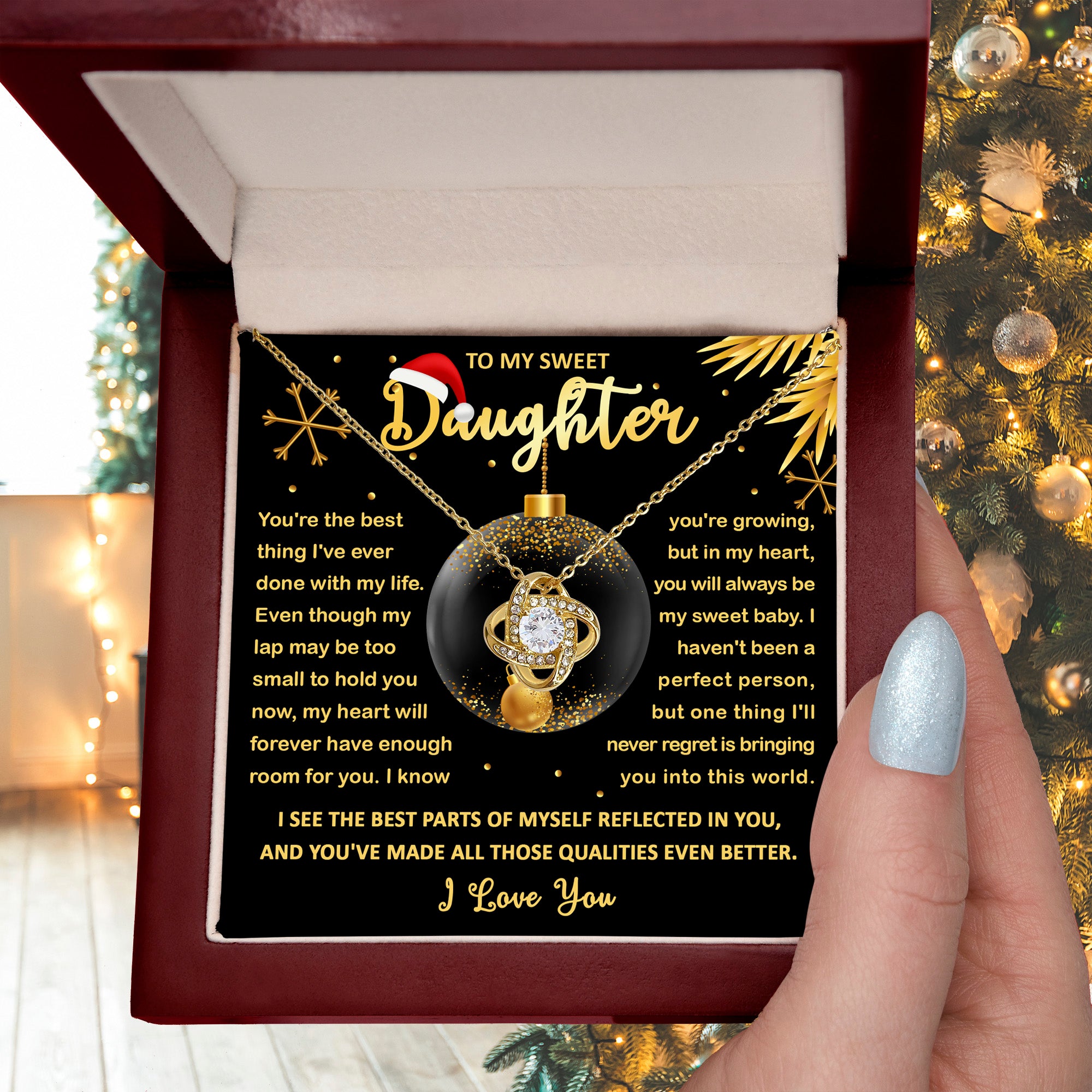 To My Sweet Daughter – I'll Always Have Room for You, Unconditional Love Christmas Gift Necklace for Her