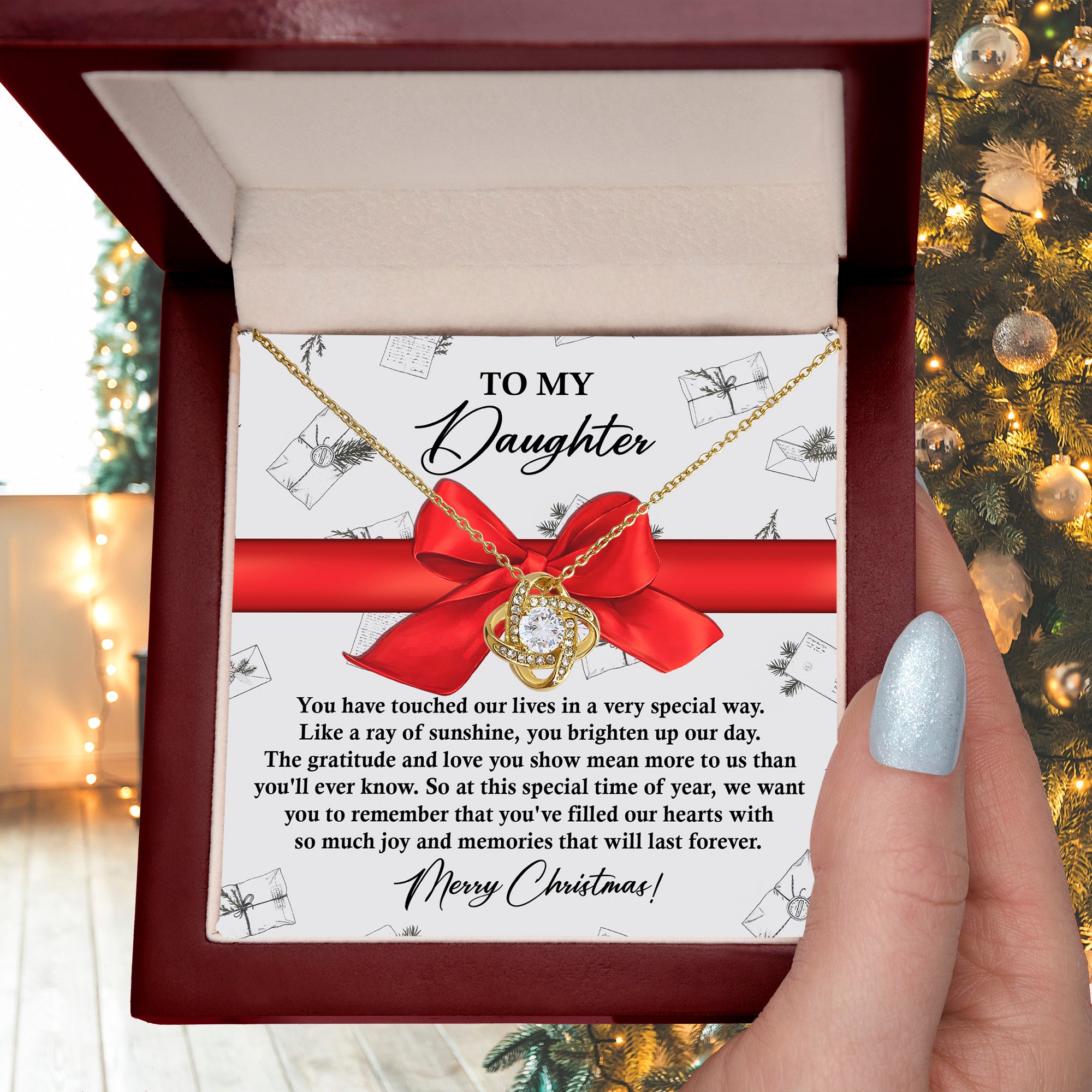 To My Daughter – You've Touched Our Lives in a Very Special Way Christmas Necklace Gift of Love & Gratitude