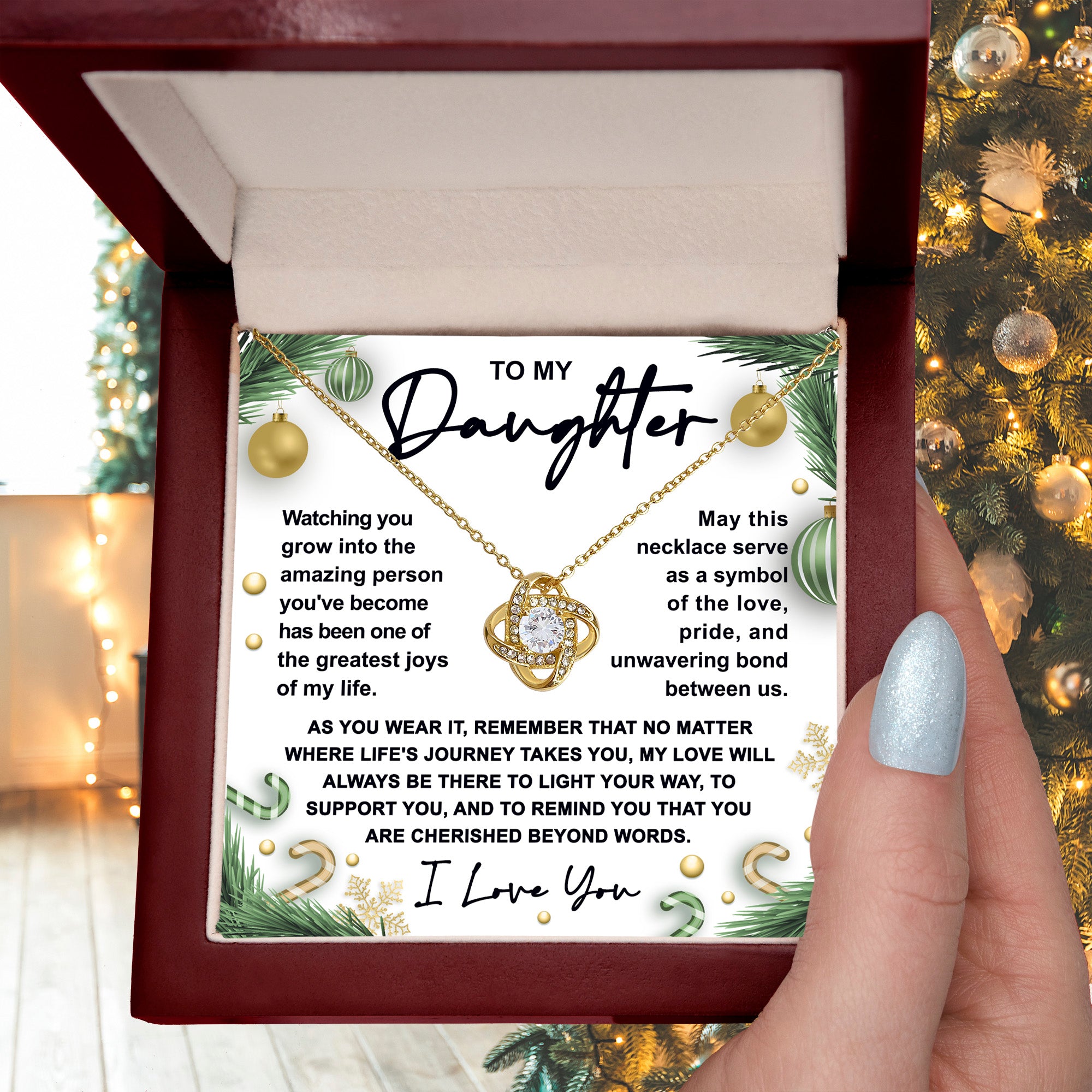 To My Daughter Necklace – Symbol of Love, Pride & Unbreakable Bond – Meaningful Christmas Gift from Mom or Dad