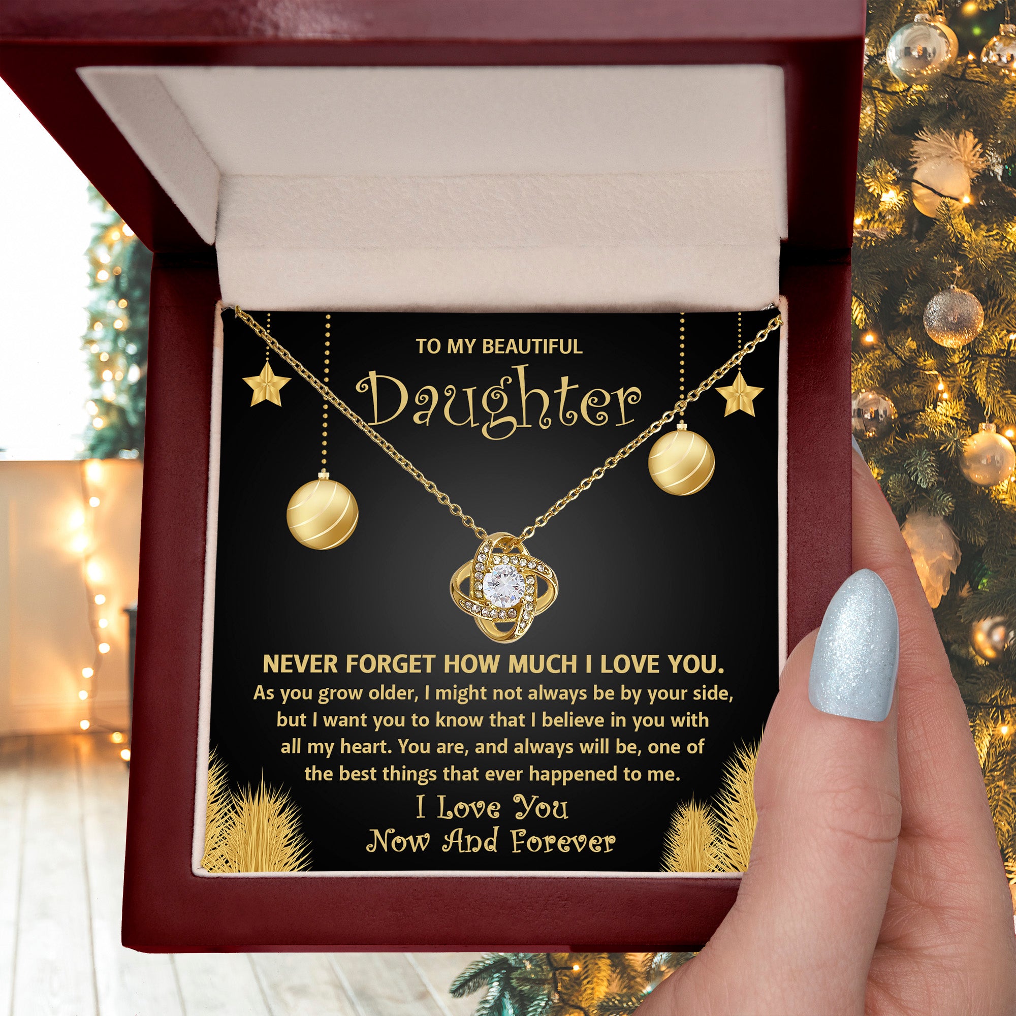 To My Beautiful Daughter Necklace – Never Forget How Much I Love You – Meaningful Gift from Mom or Dad