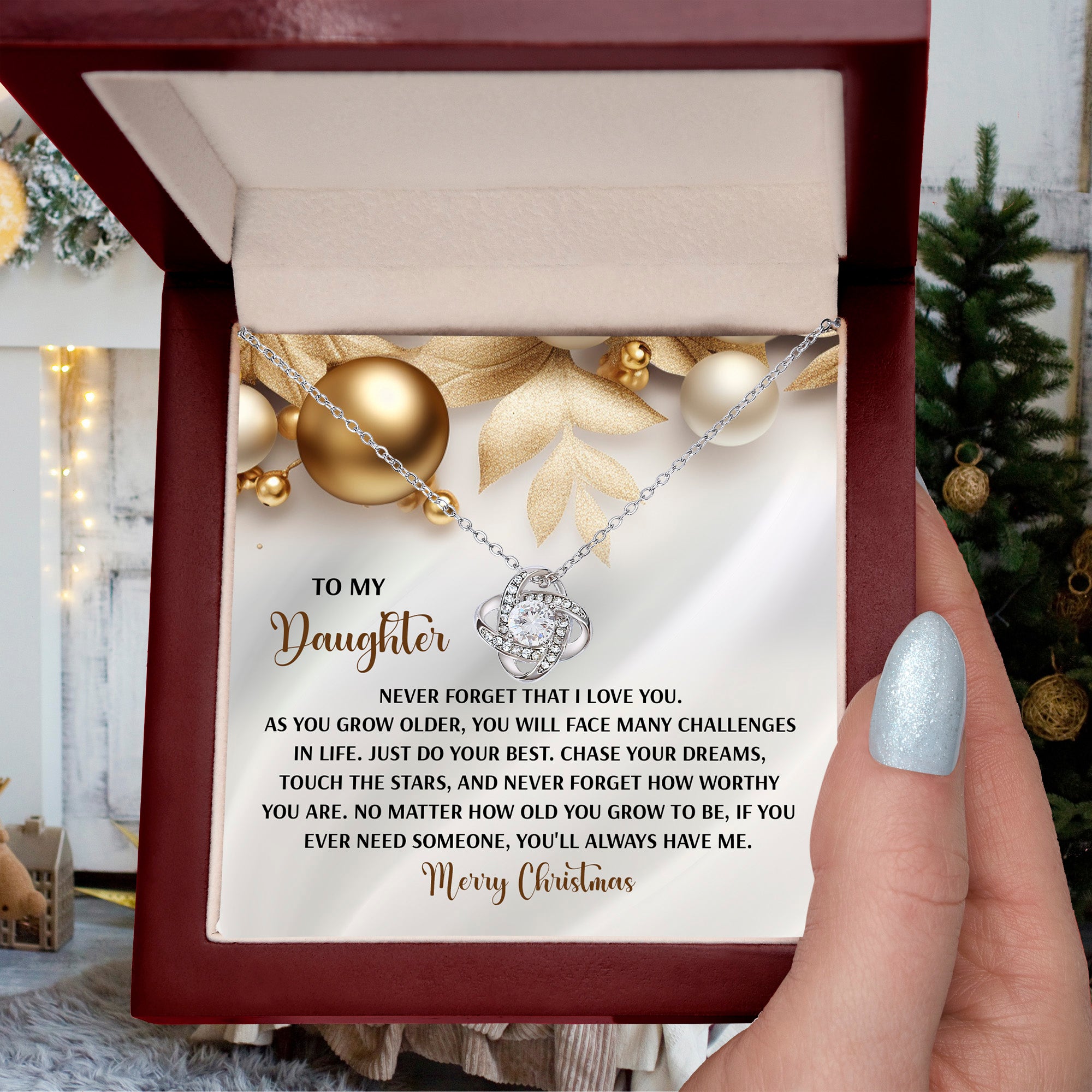 To My Daughter, Never Forget How Worthy You Are – Merry Christmas Necklace Gift