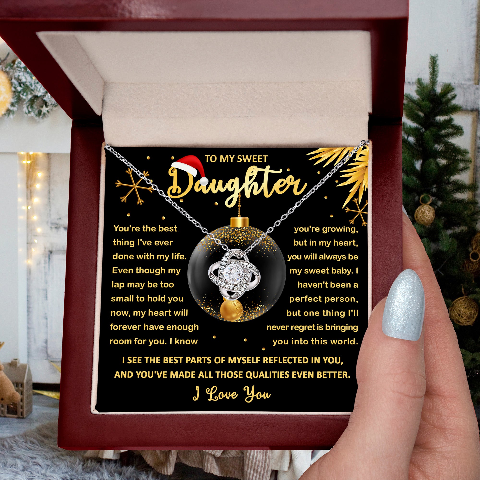To My Sweet Daughter – I'll Always Have Room for You, Unconditional Love Christmas Gift Necklace for Her